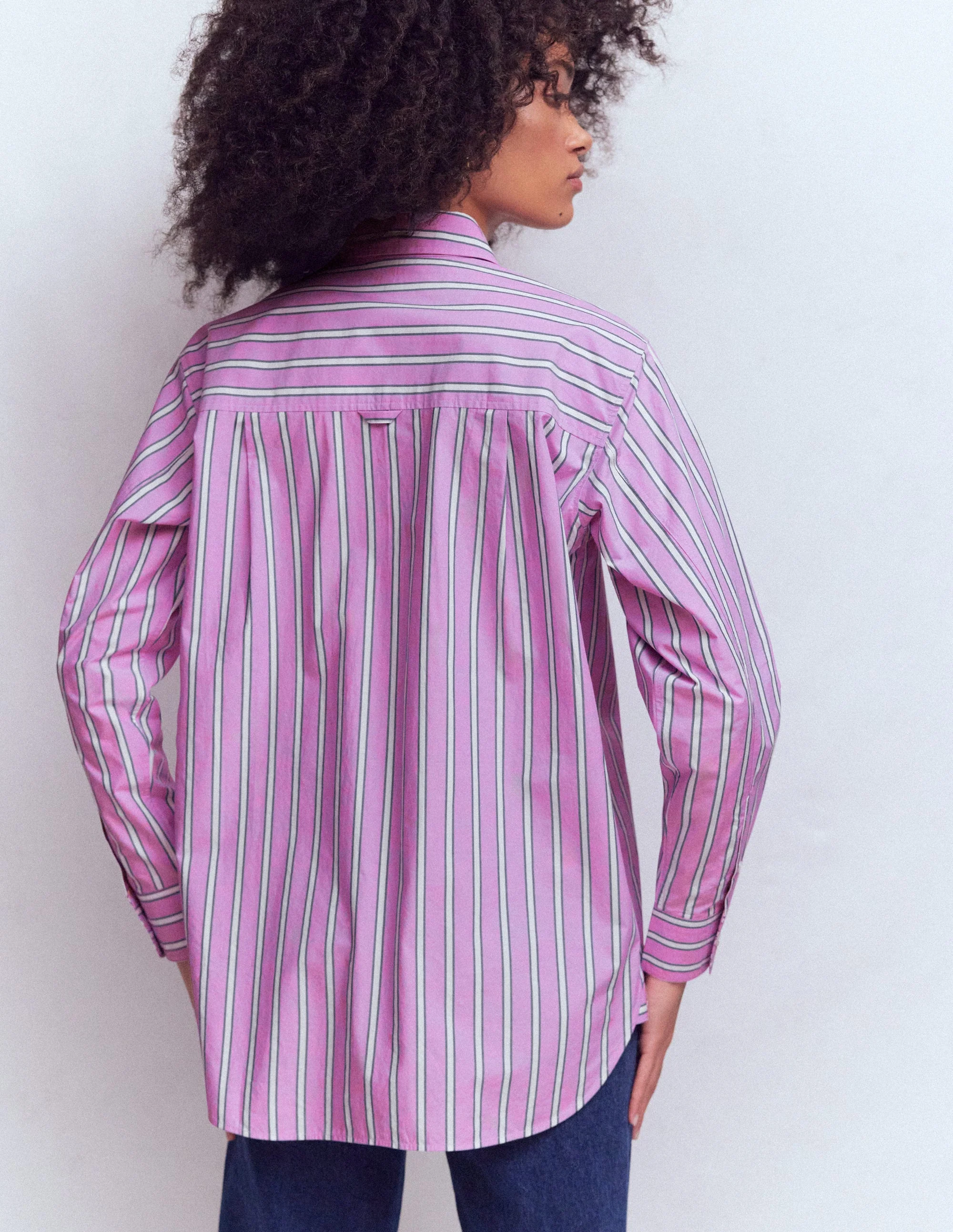 Sadie Relaxed Cotton Shirt-Multi Stripe - Image 3