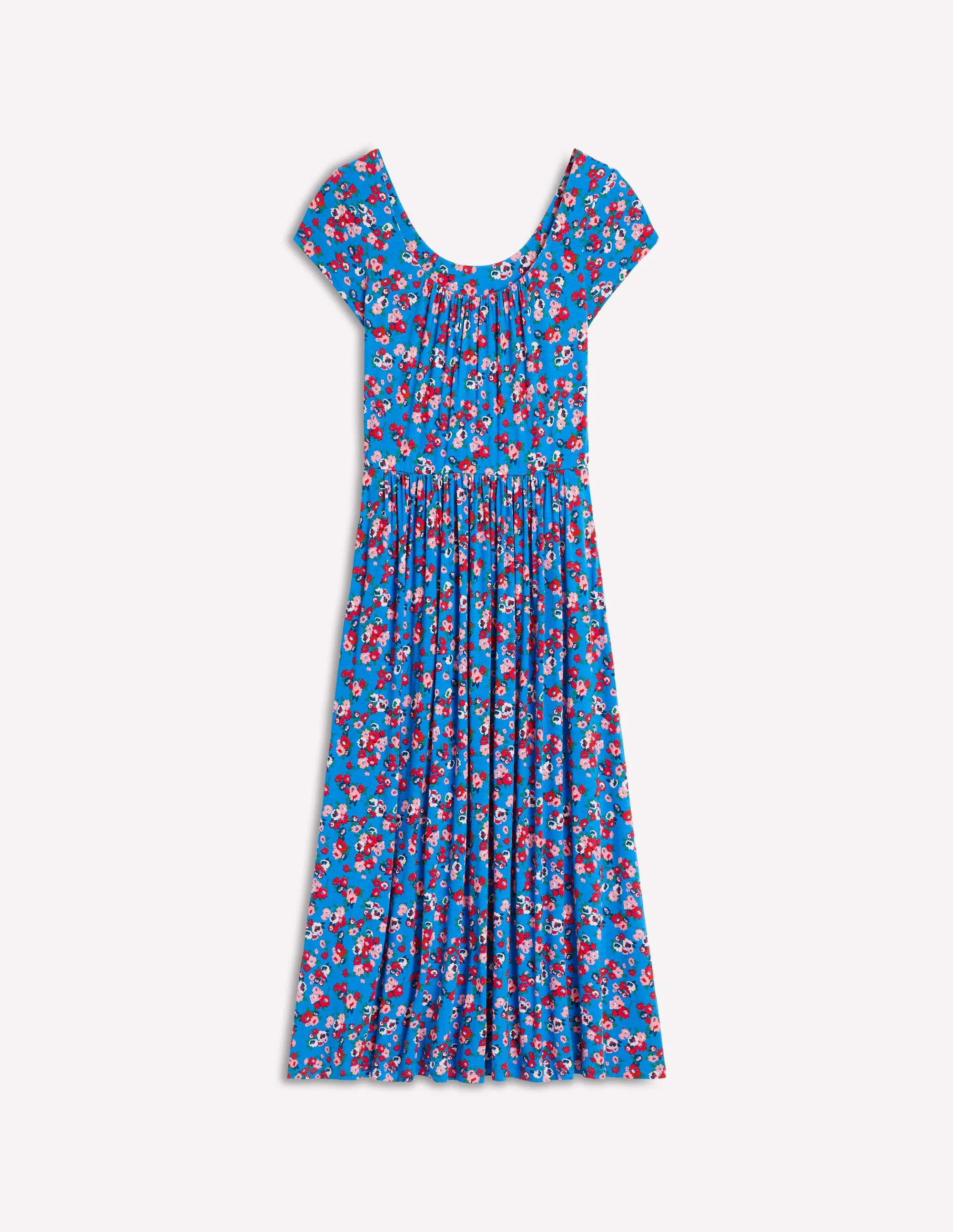 Samantha Scoop Jersey Dress-Cerulean Blue, Painterly Posy - Image 6