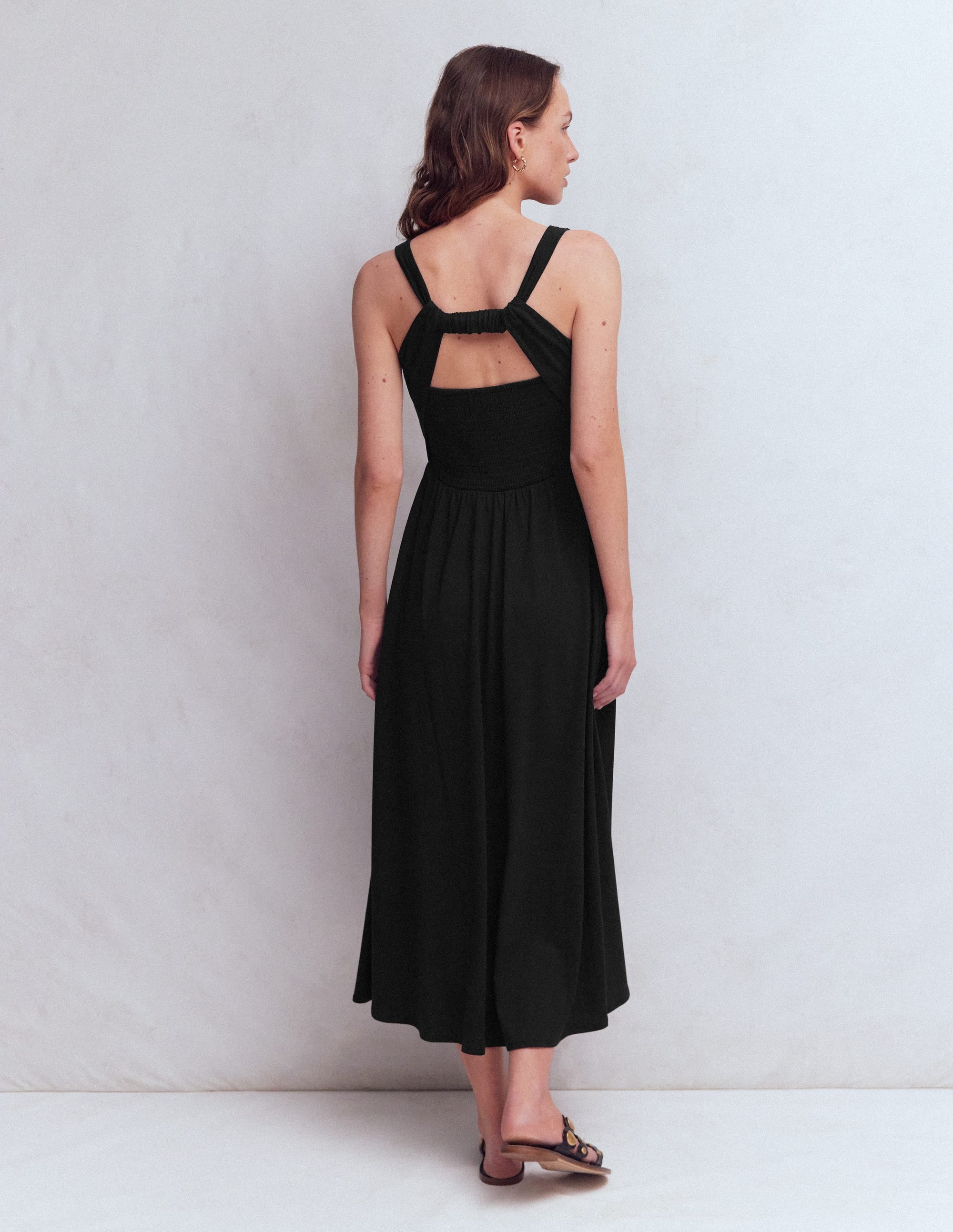Saoirse Smocked Jersey Dress-Black - Image 3