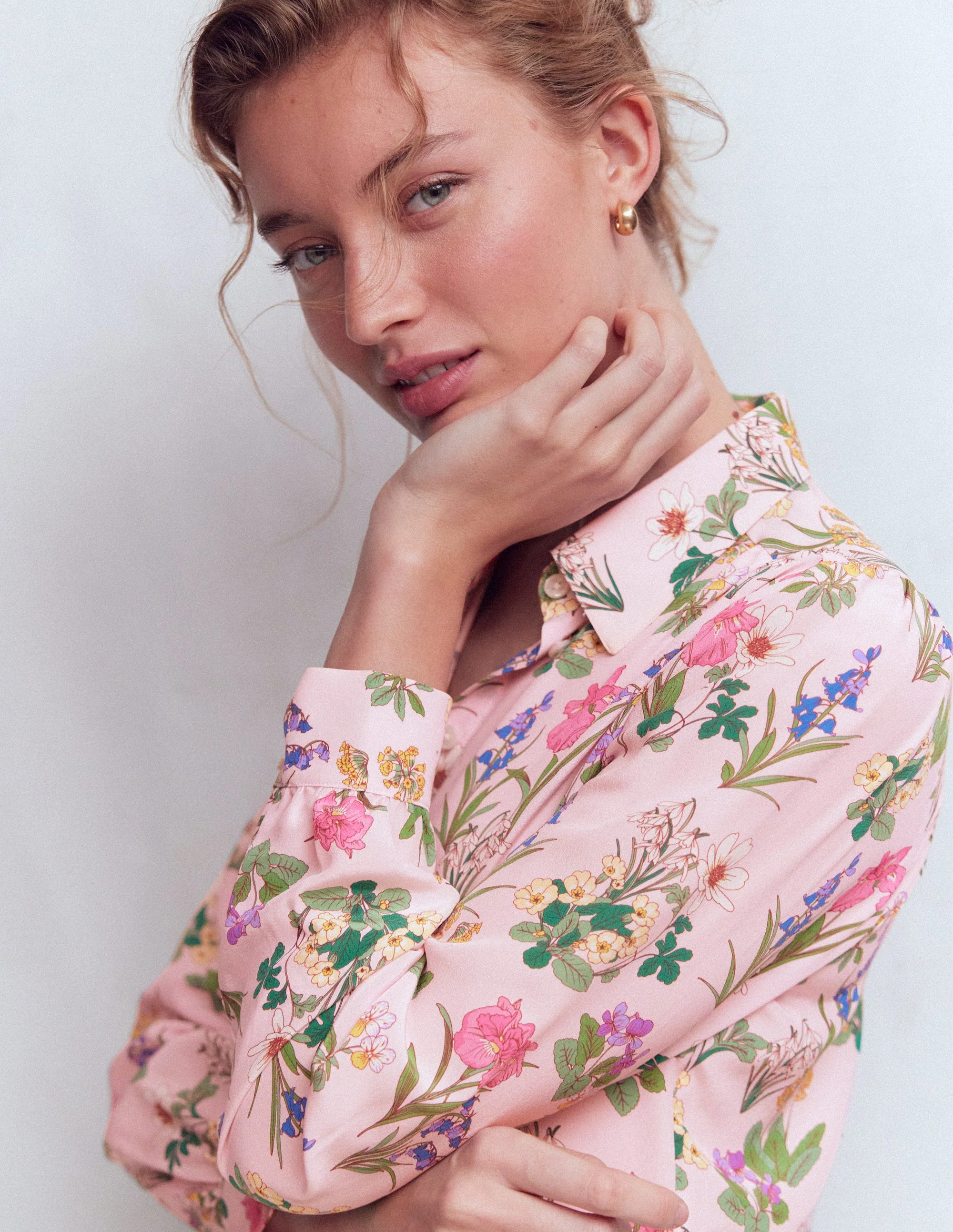 Sara Silk Shirt-French Pink, Delicate Blossom - Image 2