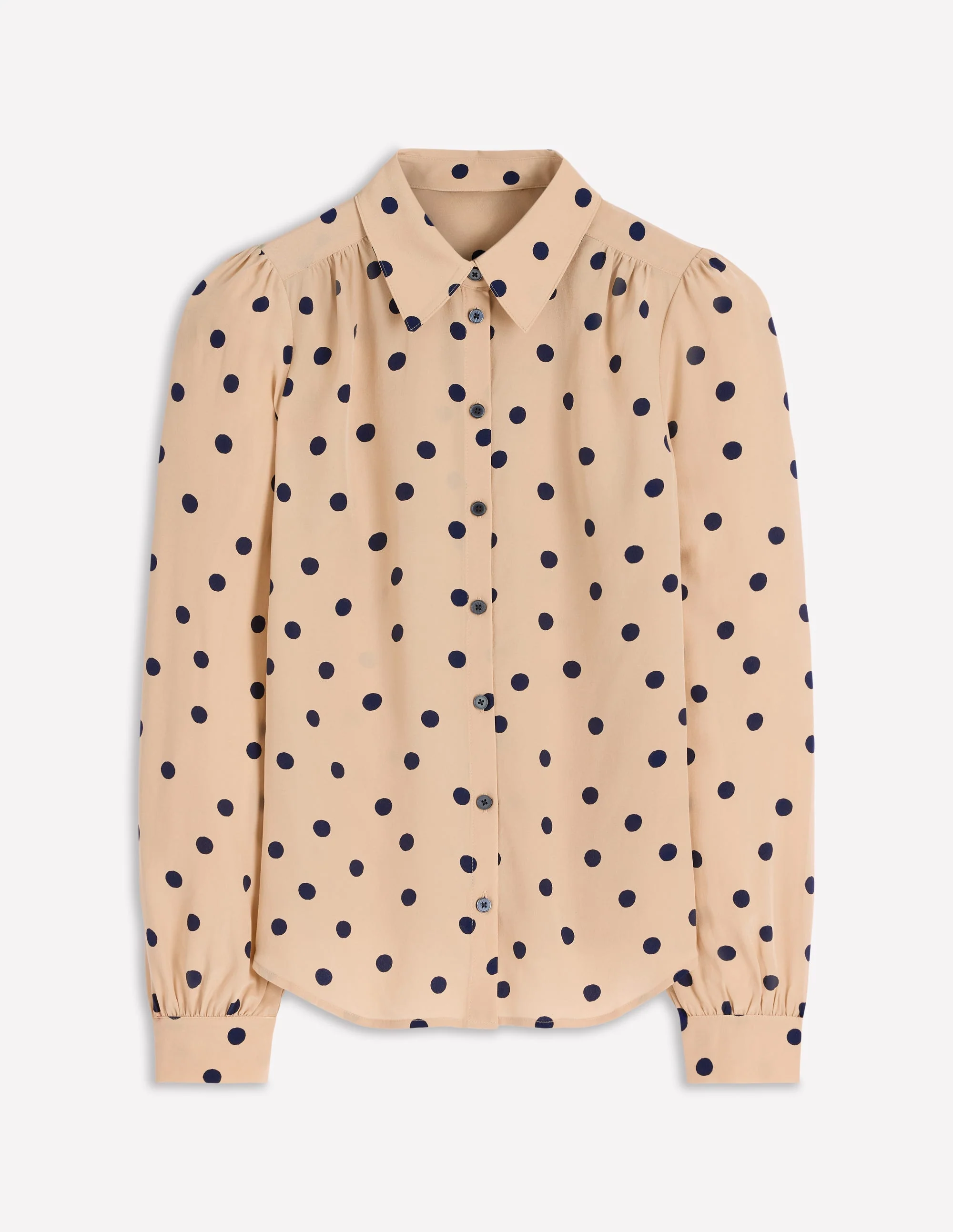 Sara Silk Shirt-Sand, Painted Dot Spaced - Image 6