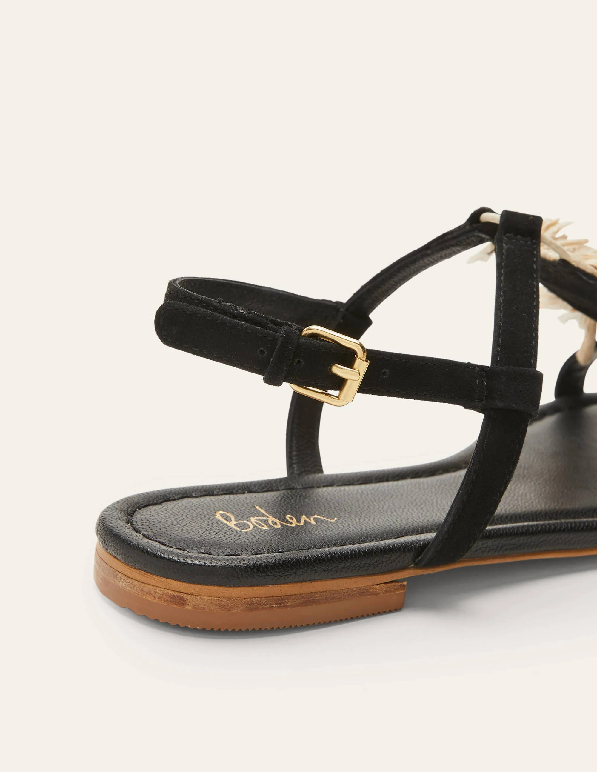 Sarah Fringe Flat Sandals-Black - Image 3