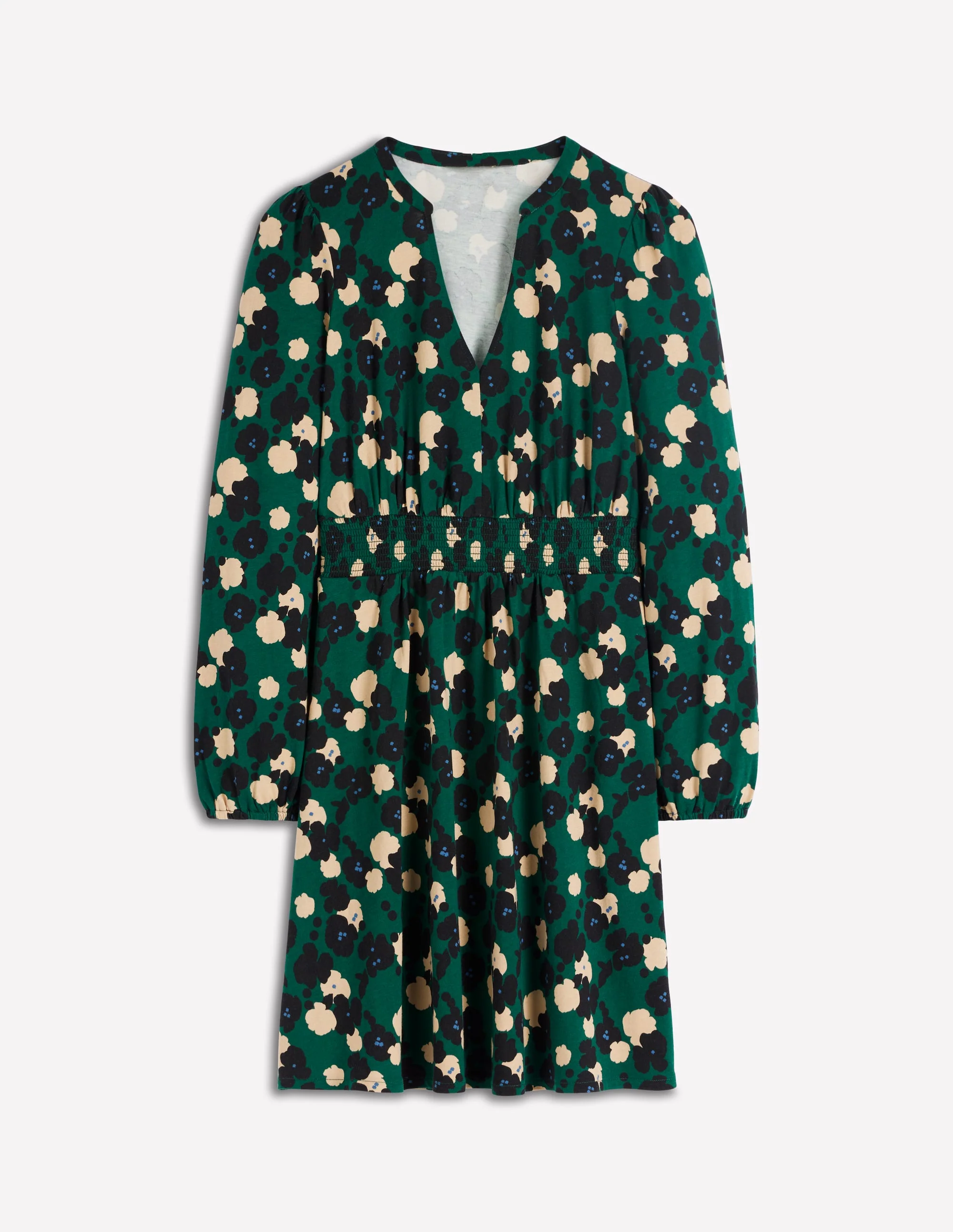 Sarah Short Jersey Dress-Emerald Night, Garden Blossom - Image 7