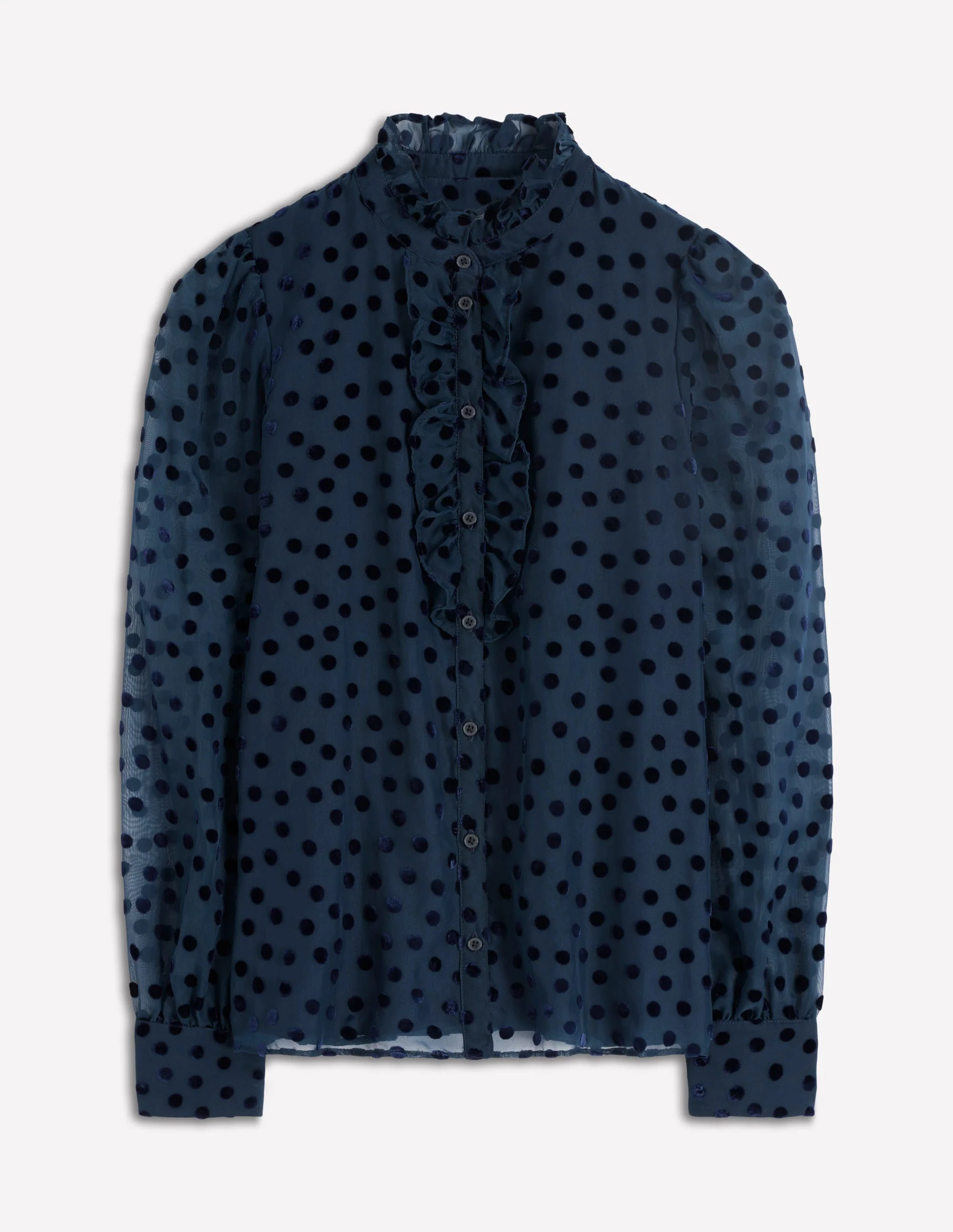 Sasha Devore Velvet Top-Navy Spot - Image 6