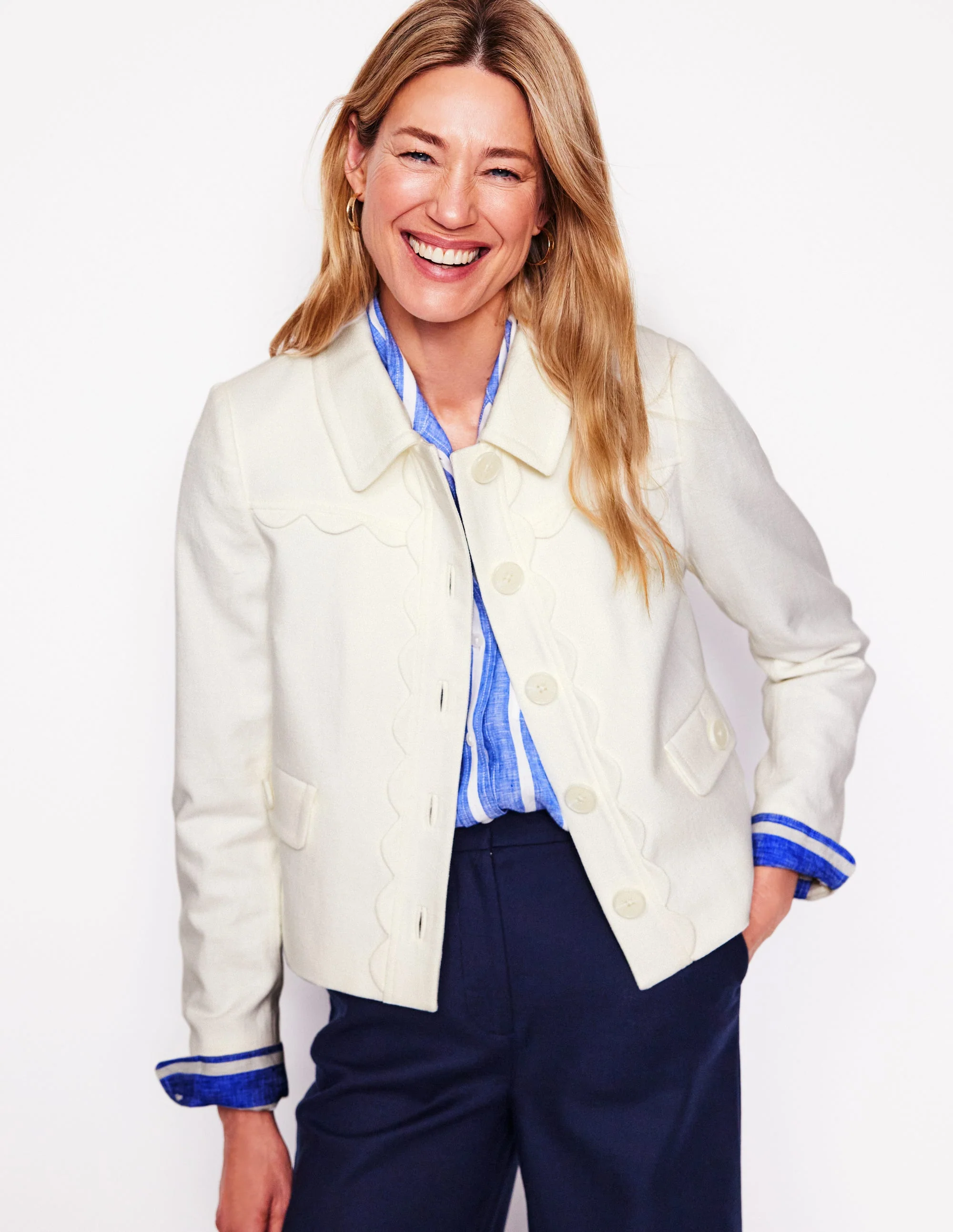Scallop Jacket-Ivory