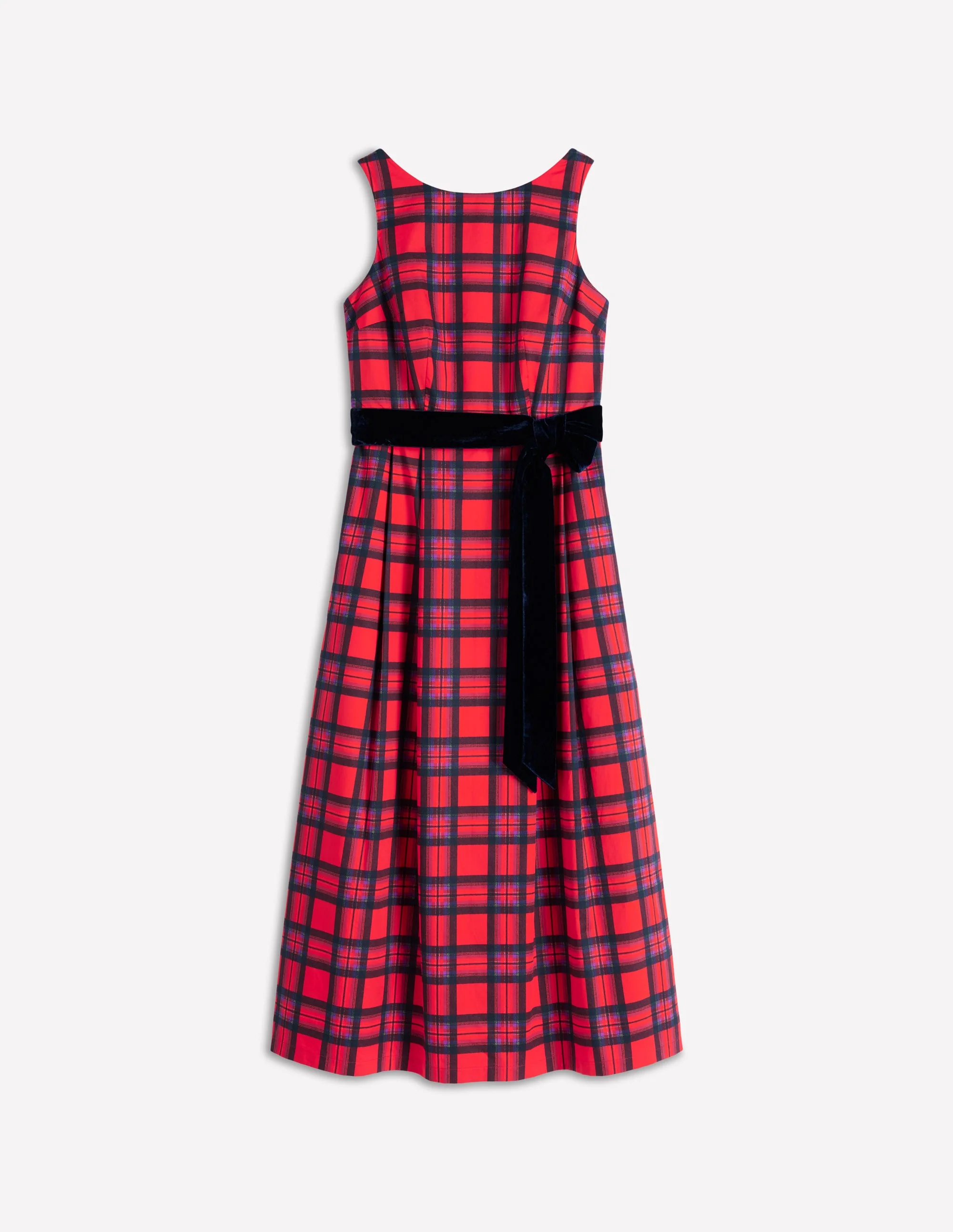 Scoop Back Check Dress-Red, Navy and Purple Check - Image 6