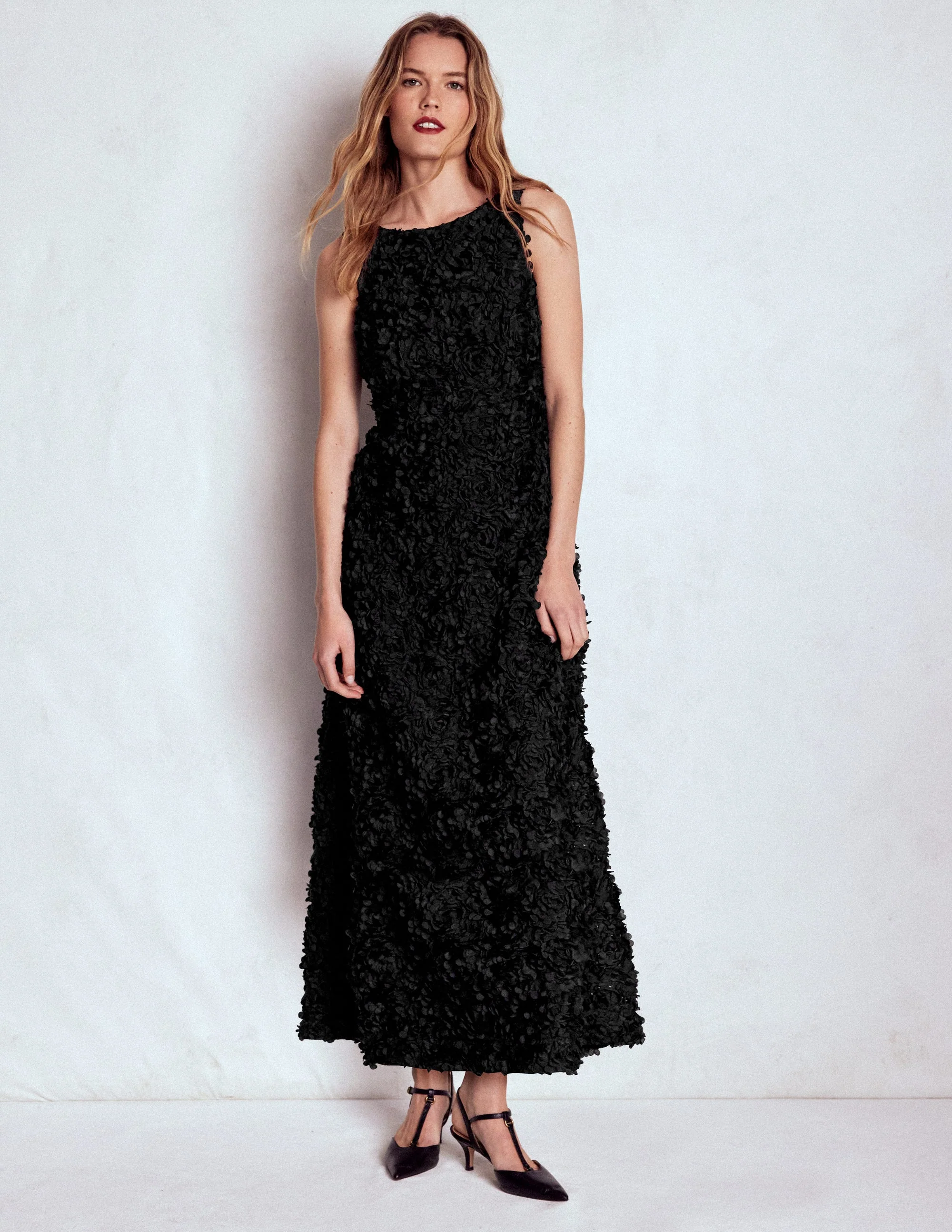 Scoop Back Fit and Flare Dress-Black - Image 2
