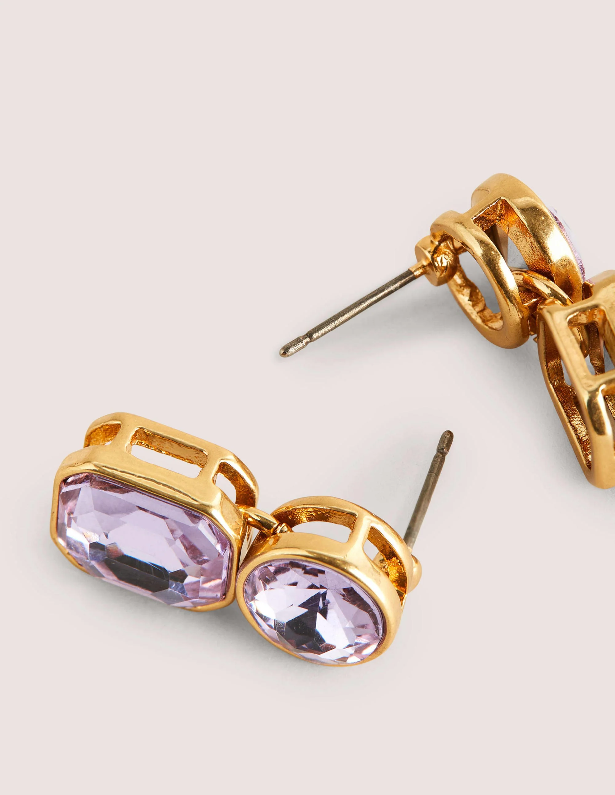 Short Jewel Drop Earrings-Purple - Image 2