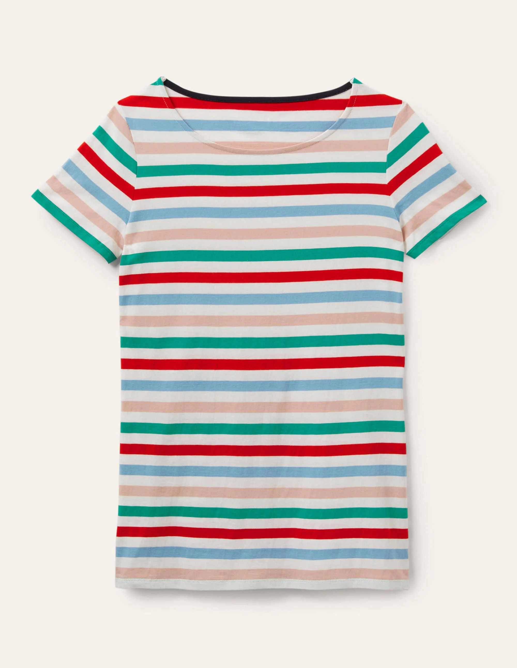 Short Sleeve Breton T-Shirt-Clover / Dusty Blue Stripe - Image 5