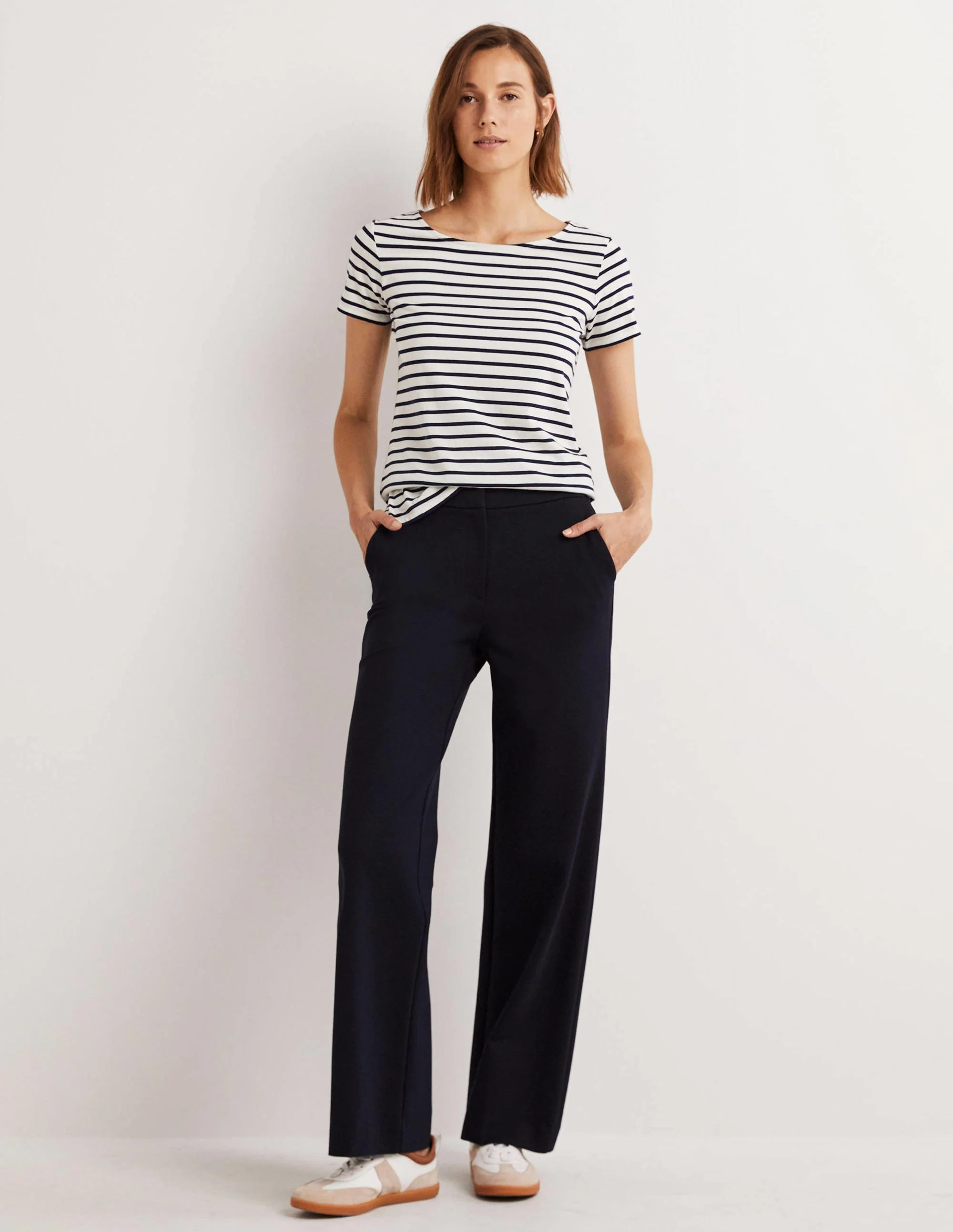Short Sleeve Breton T-Shirt-Ivory / Navy Stripe - Image 4