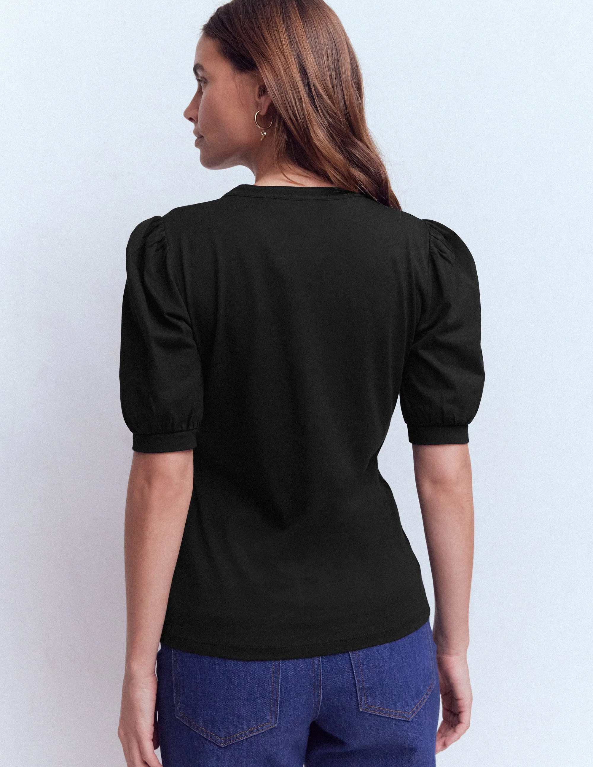 Short Sleeve Open Neck Henley-Black - Image 3