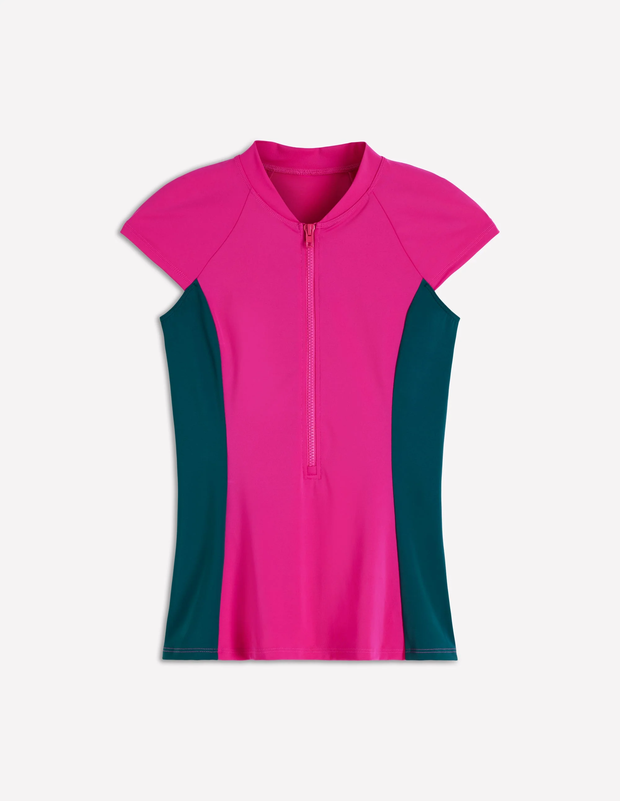 Short Sleeve Rash Guard Top-Pink, Colourblock - Image 5