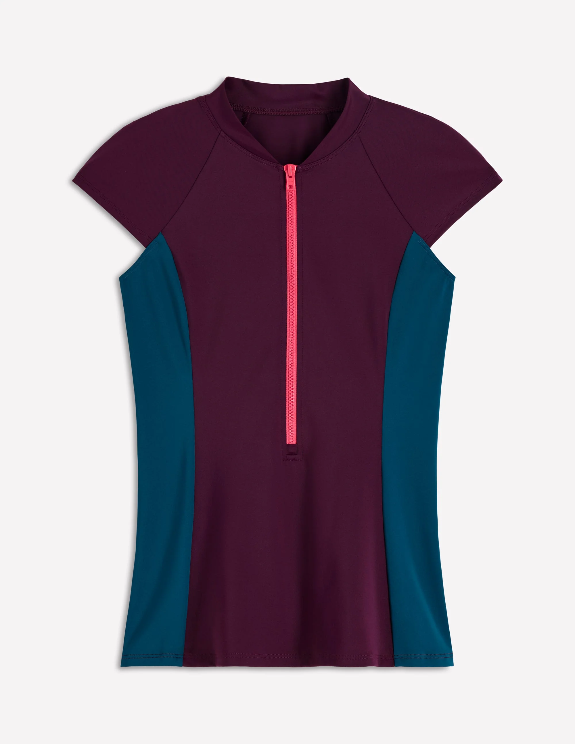 Short Sleeve Rash Guard Top-Purple, Colour block - Image 5