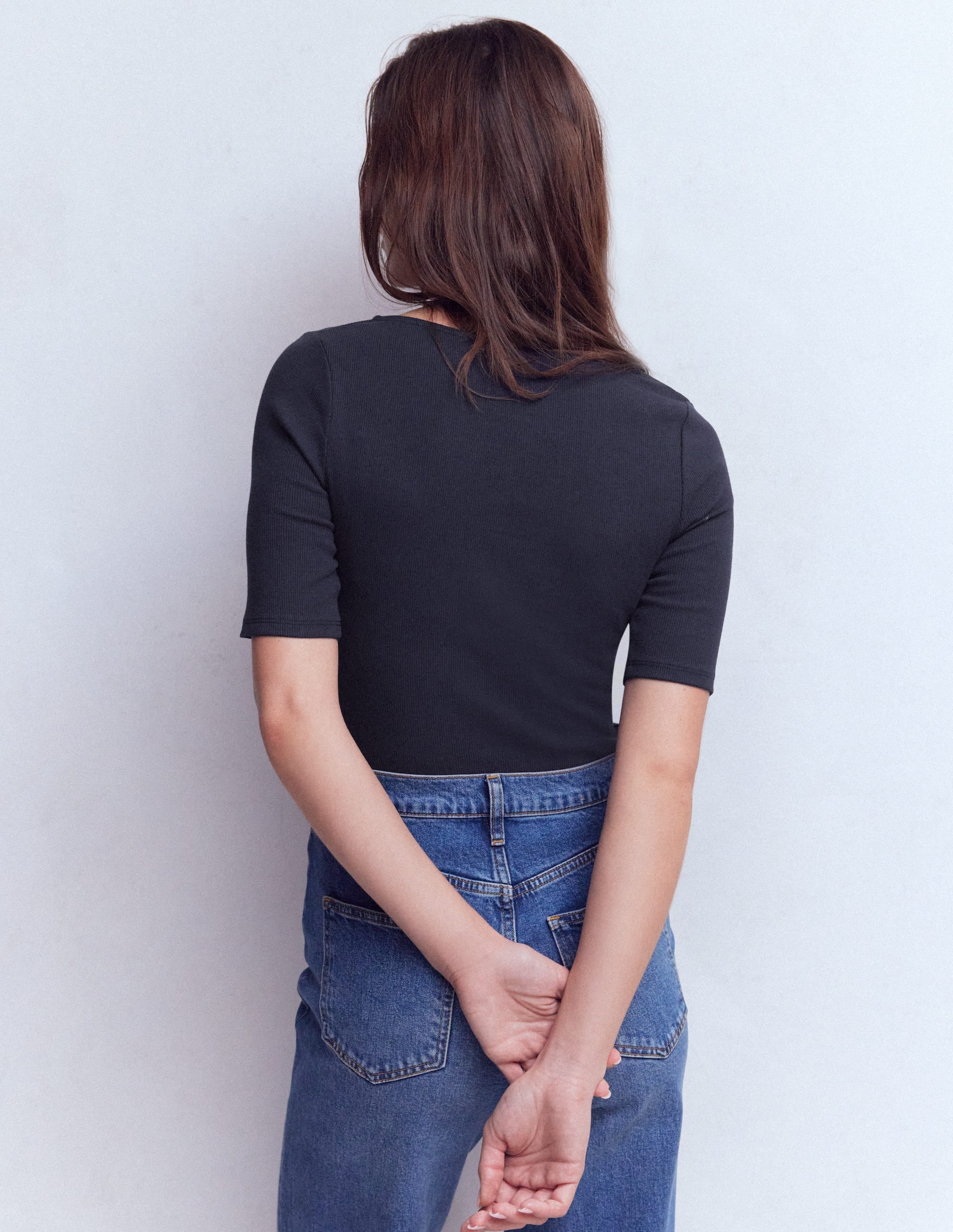 Short Sleeve Rib Henley-Navy - Image 3