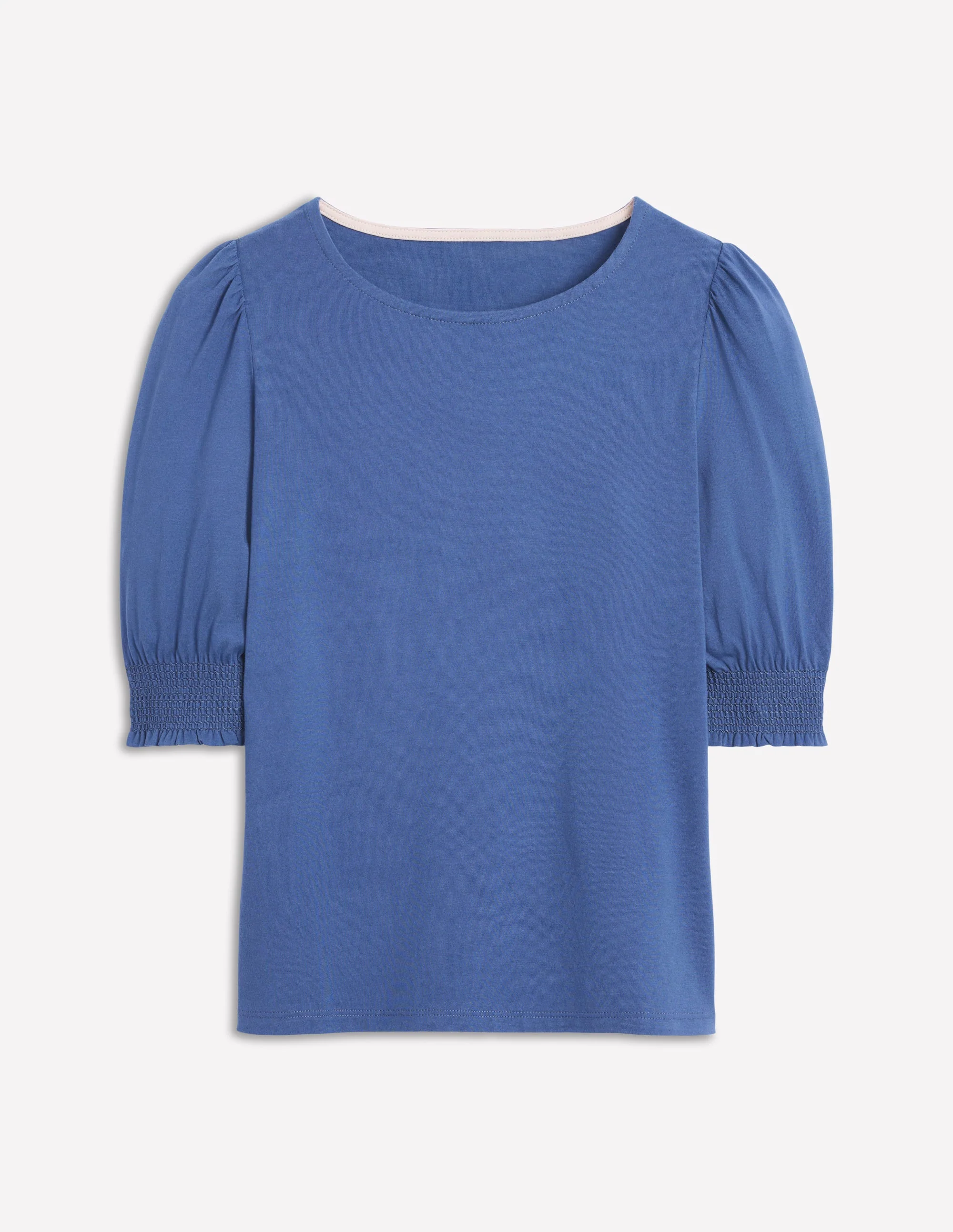 Short Sleeve Smocked Cuff Top-Denim Blue - Image 5