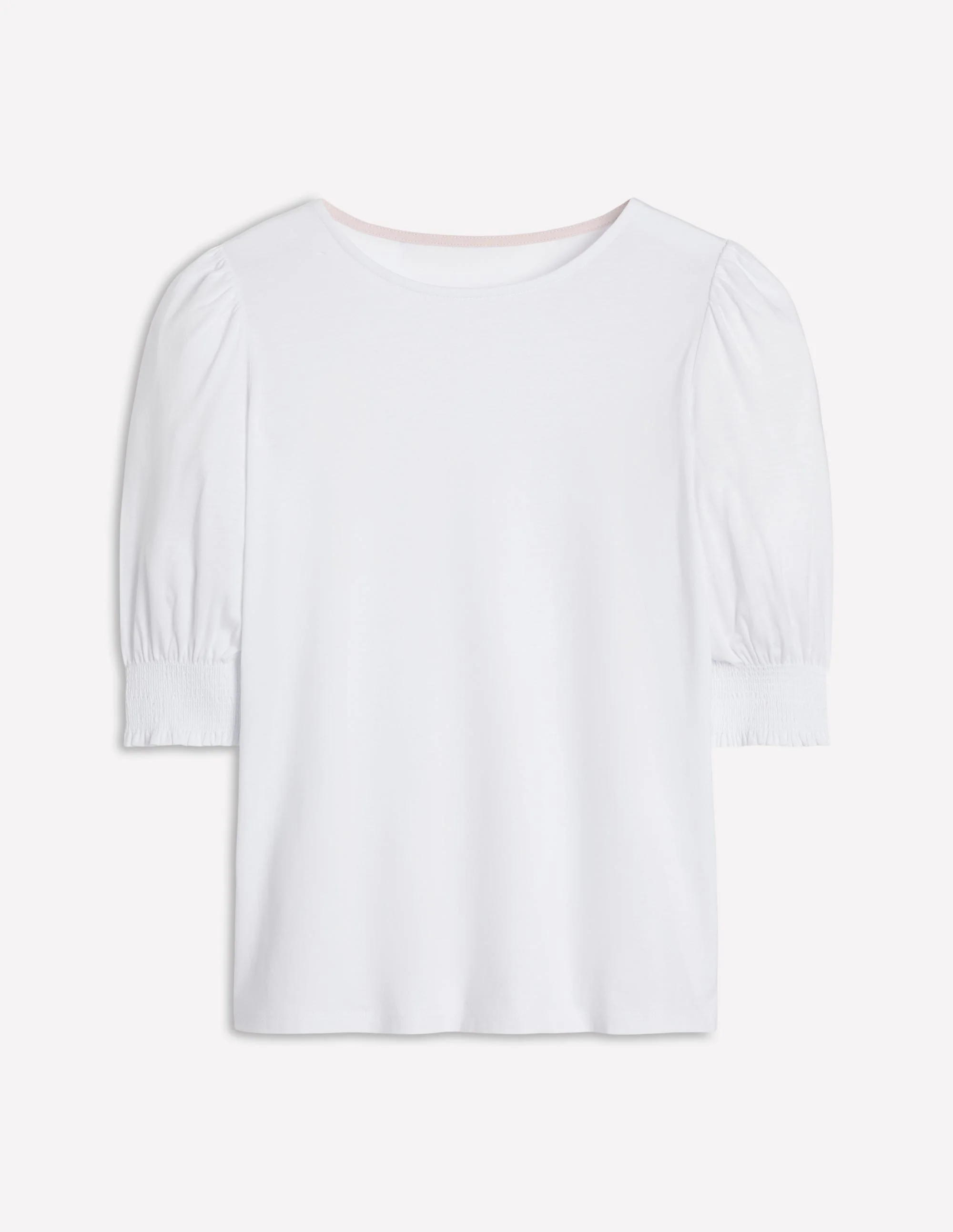 Short Sleeve Smocked Cuff Top-White - Image 7