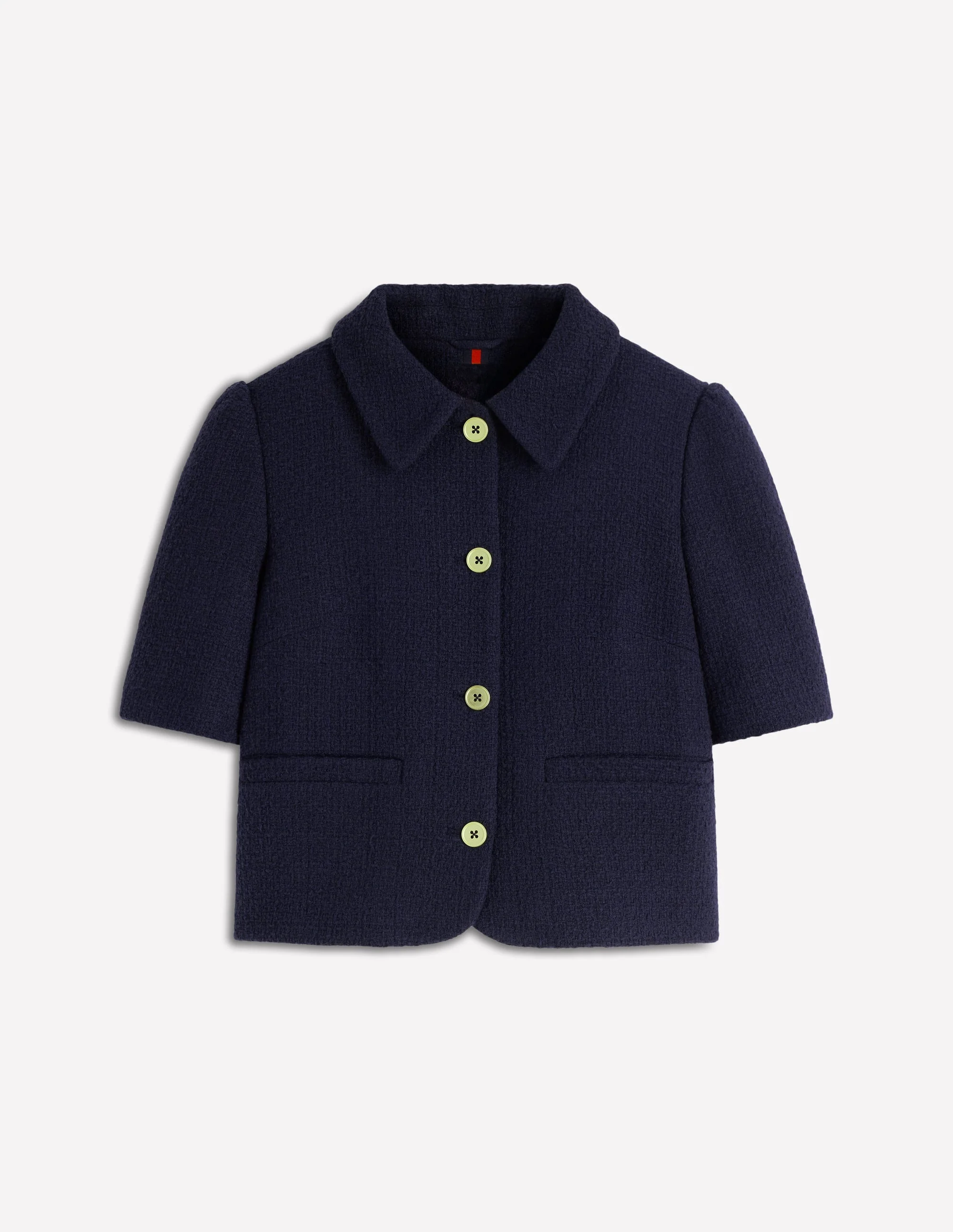 Short Sleeve Textured Jacket-Navy - Image 5