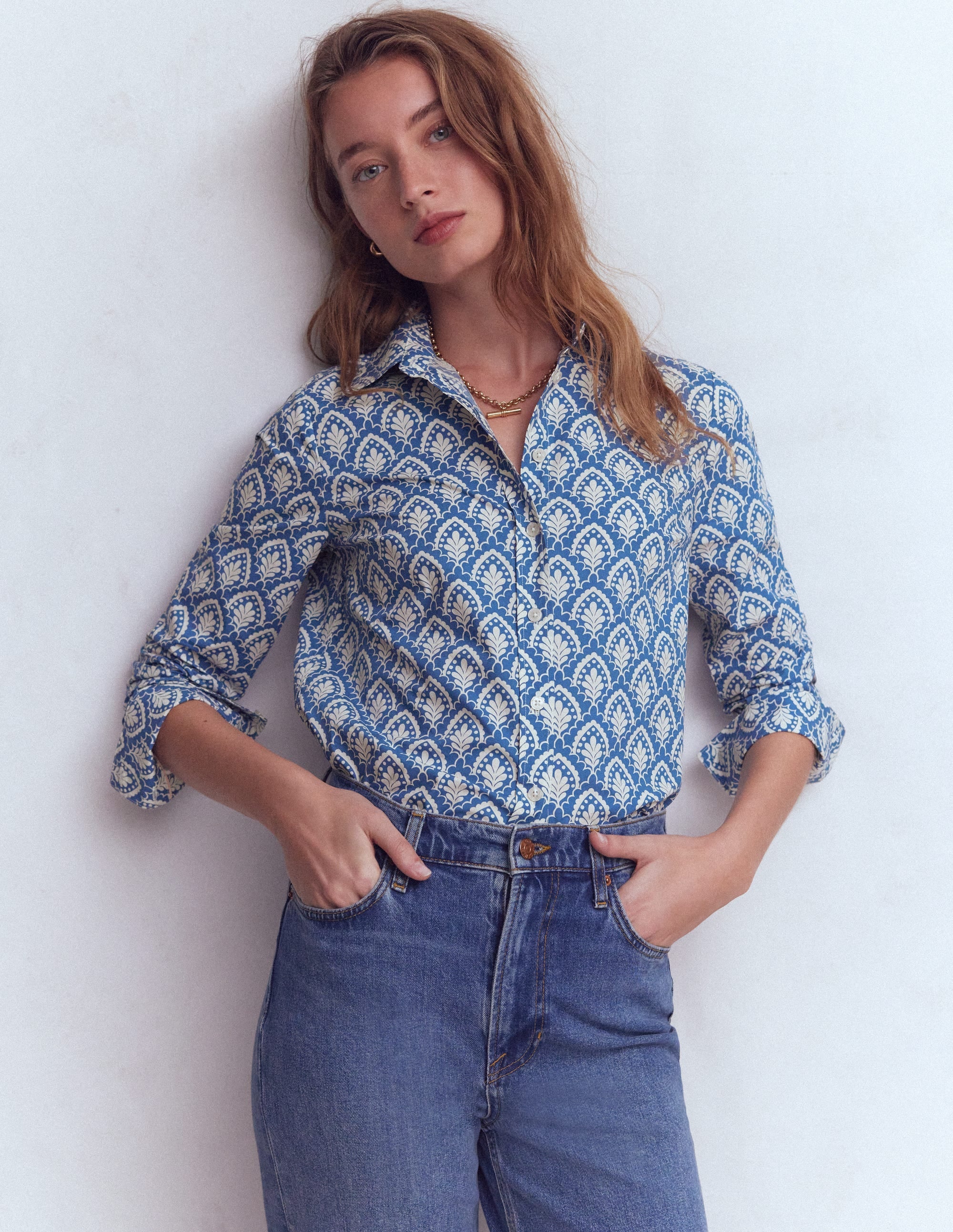 Sienna Cotton Shirt-Denim Blue, Petal Terrace - Image 4