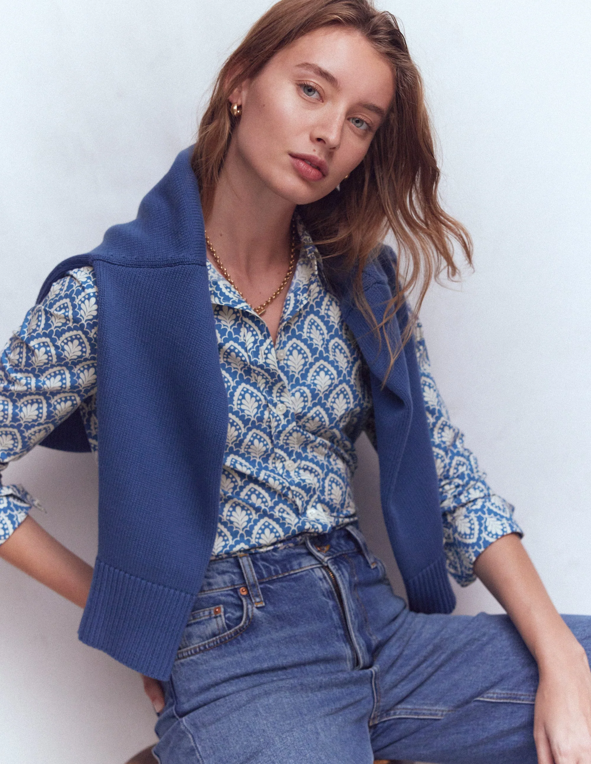 Sienna Cotton Shirt-Denim Blue, Petal Terrace - Image 5