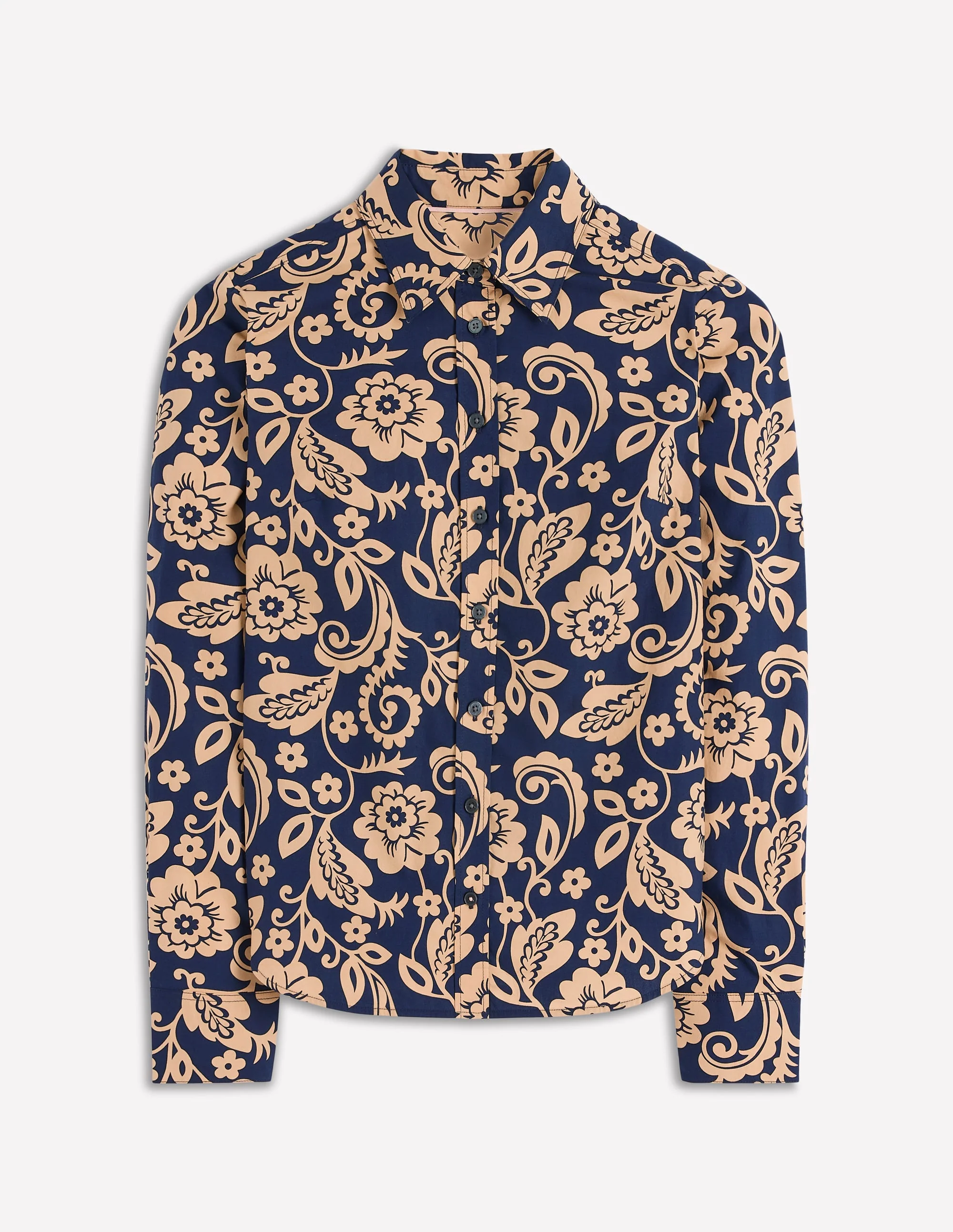 Sienna Cotton Shirt-French Navy, Ornate Flora - Image 5