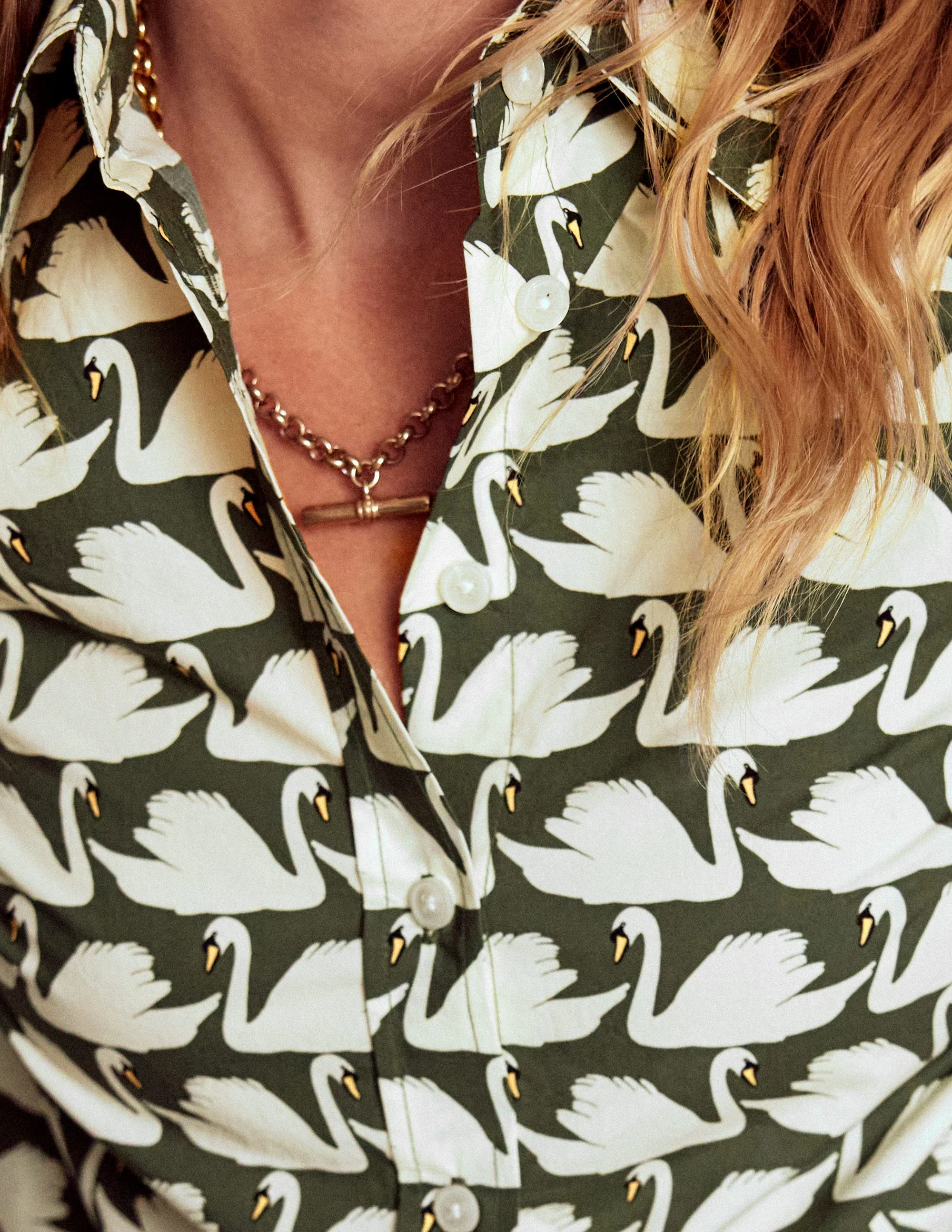 Sienna Cotton Shirt-Green, Geo Swan - Image 2