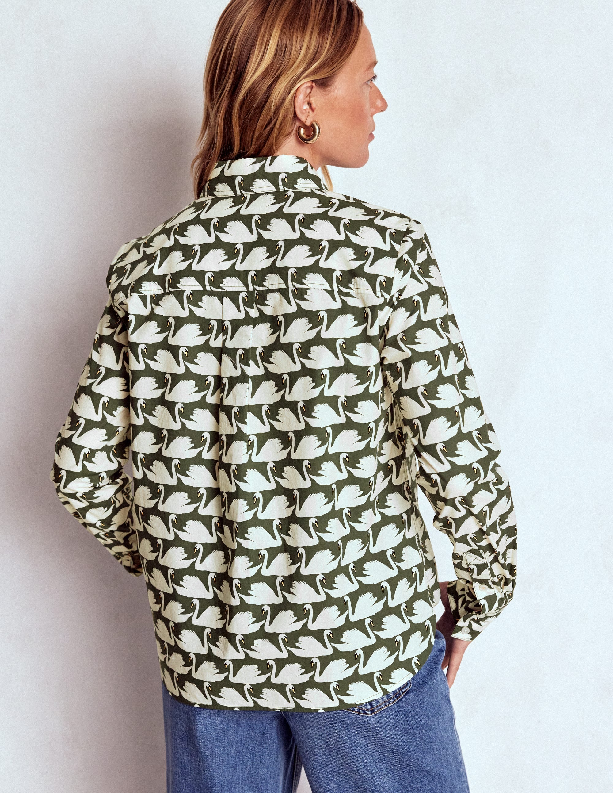 Sienna Cotton Shirt-Green, Geo Swan - Image 3