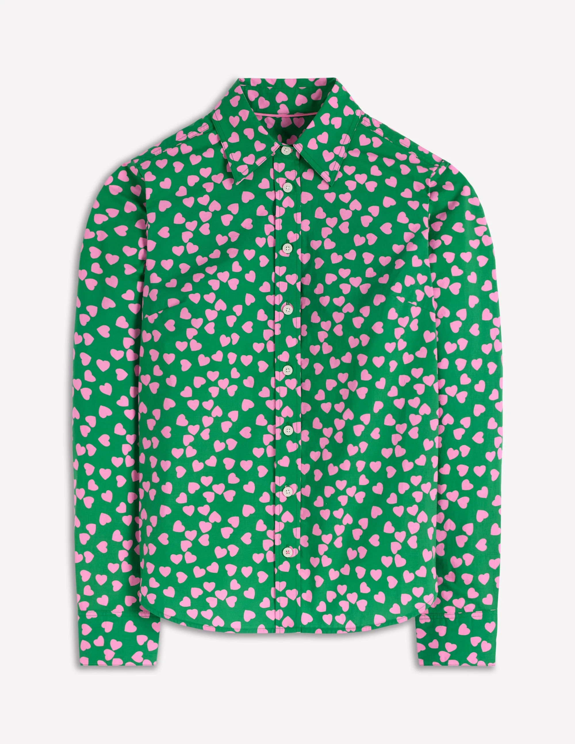 Sienna Cotton Shirt-Highland Green, Heart Cascade - Image 5