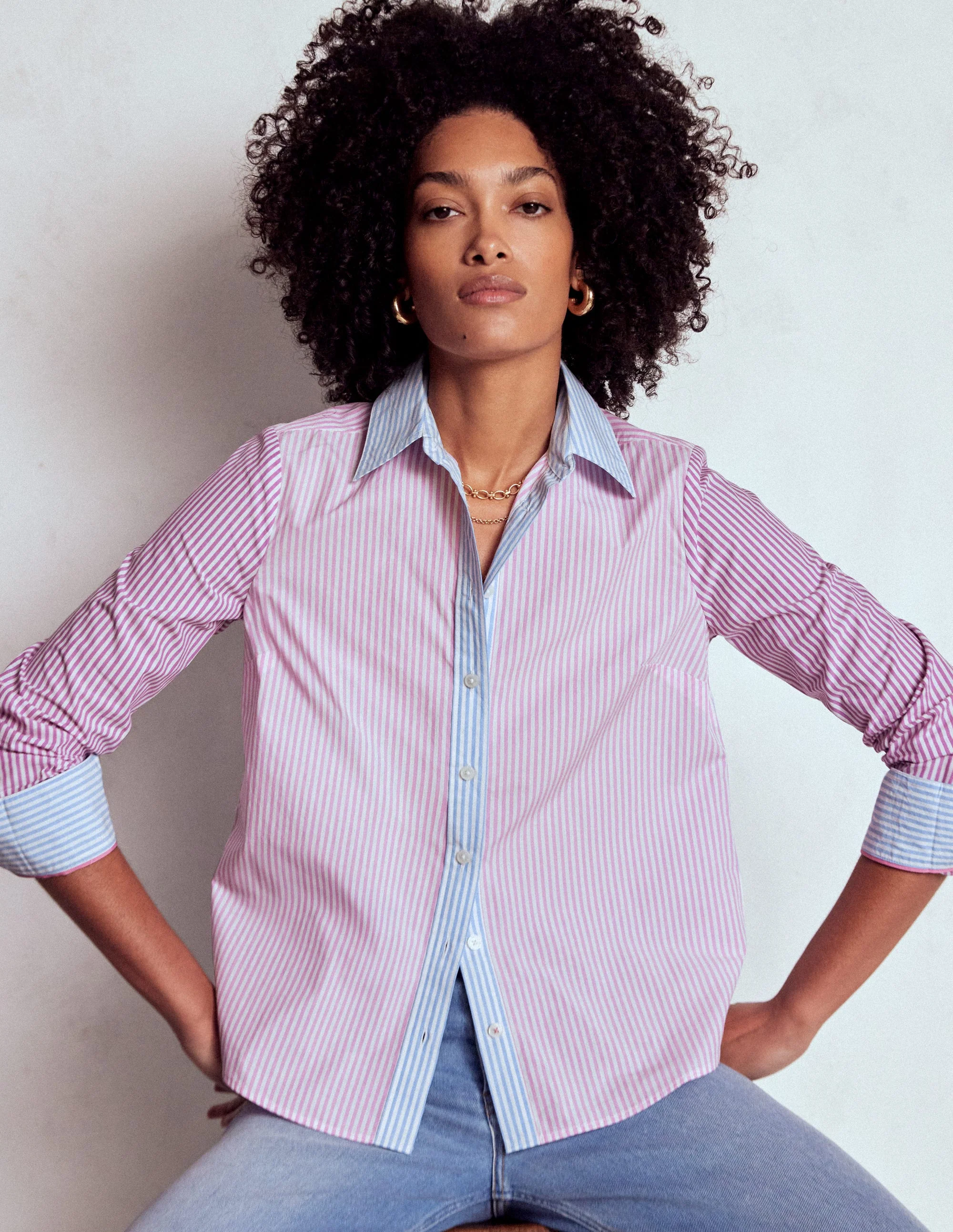 Sienna Cotton Shirt-Hotched, Multi Stripe - Image 4