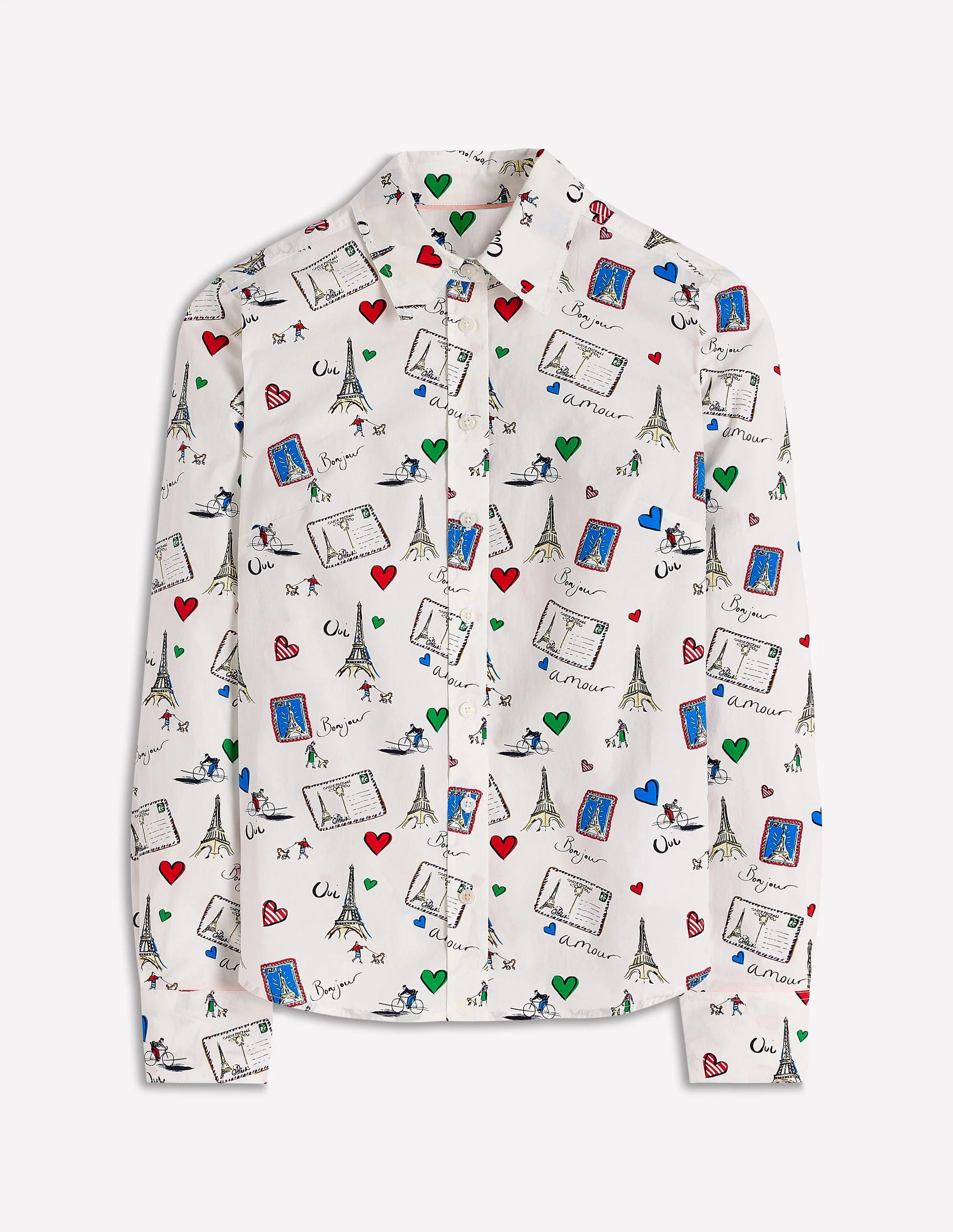 Sienna Cotton Shirt-Ivory, Postcard from Paris - Image 5