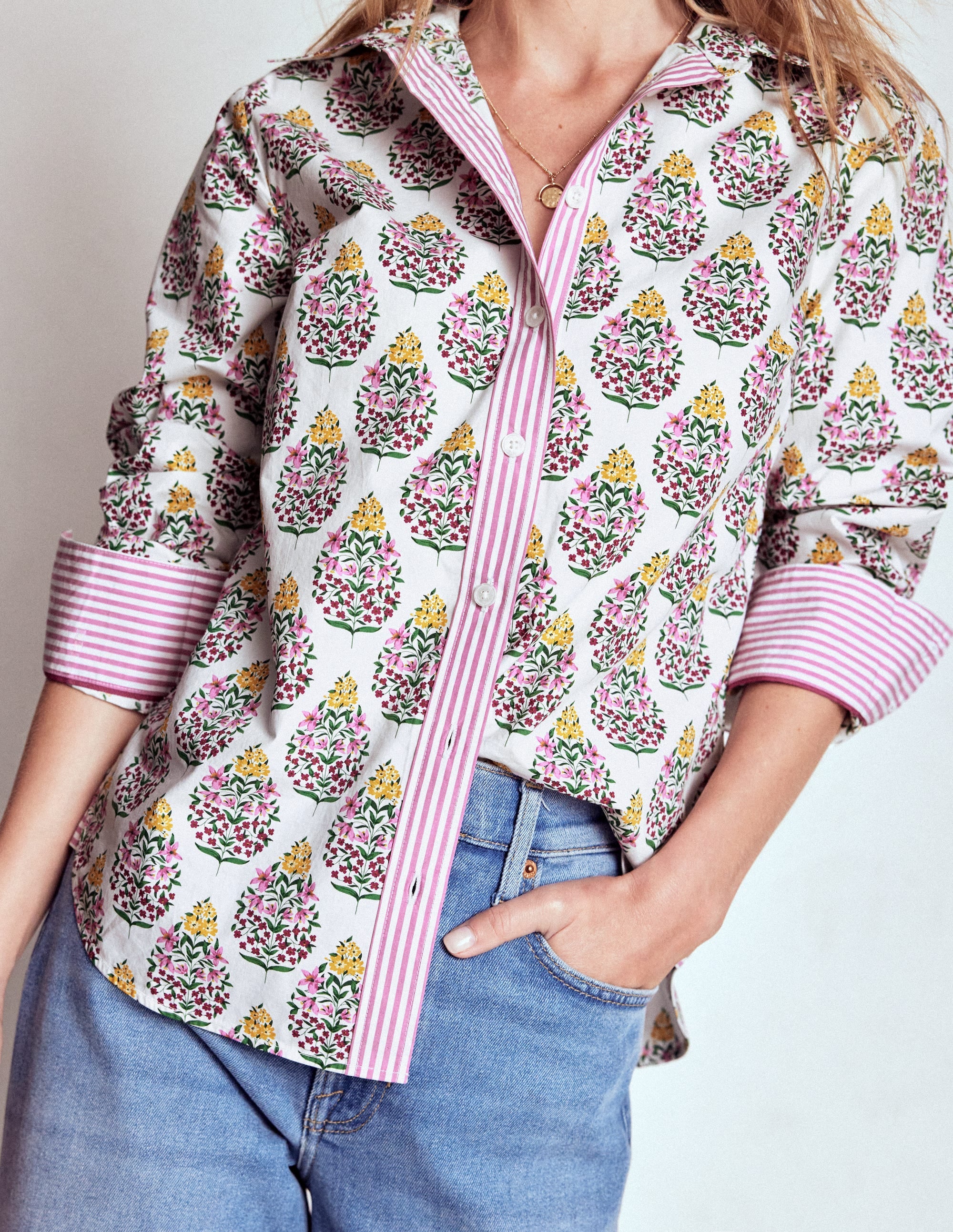 Sienna Cotton Shirt-Multi, Wildflower Bouquet - Image 3
