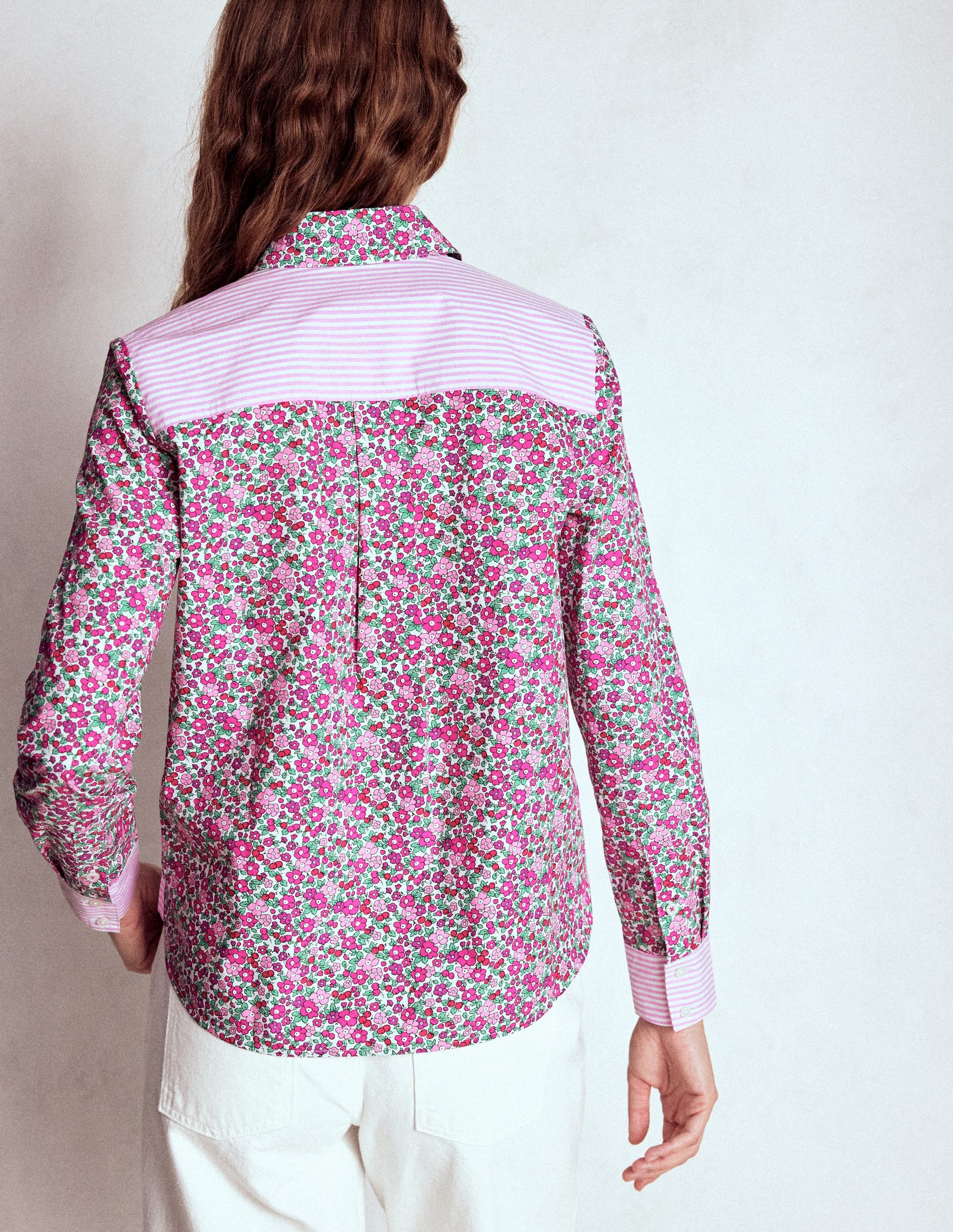 Sienna Cotton Shirt-Pop Pansy, Apple Blossom - Image 3