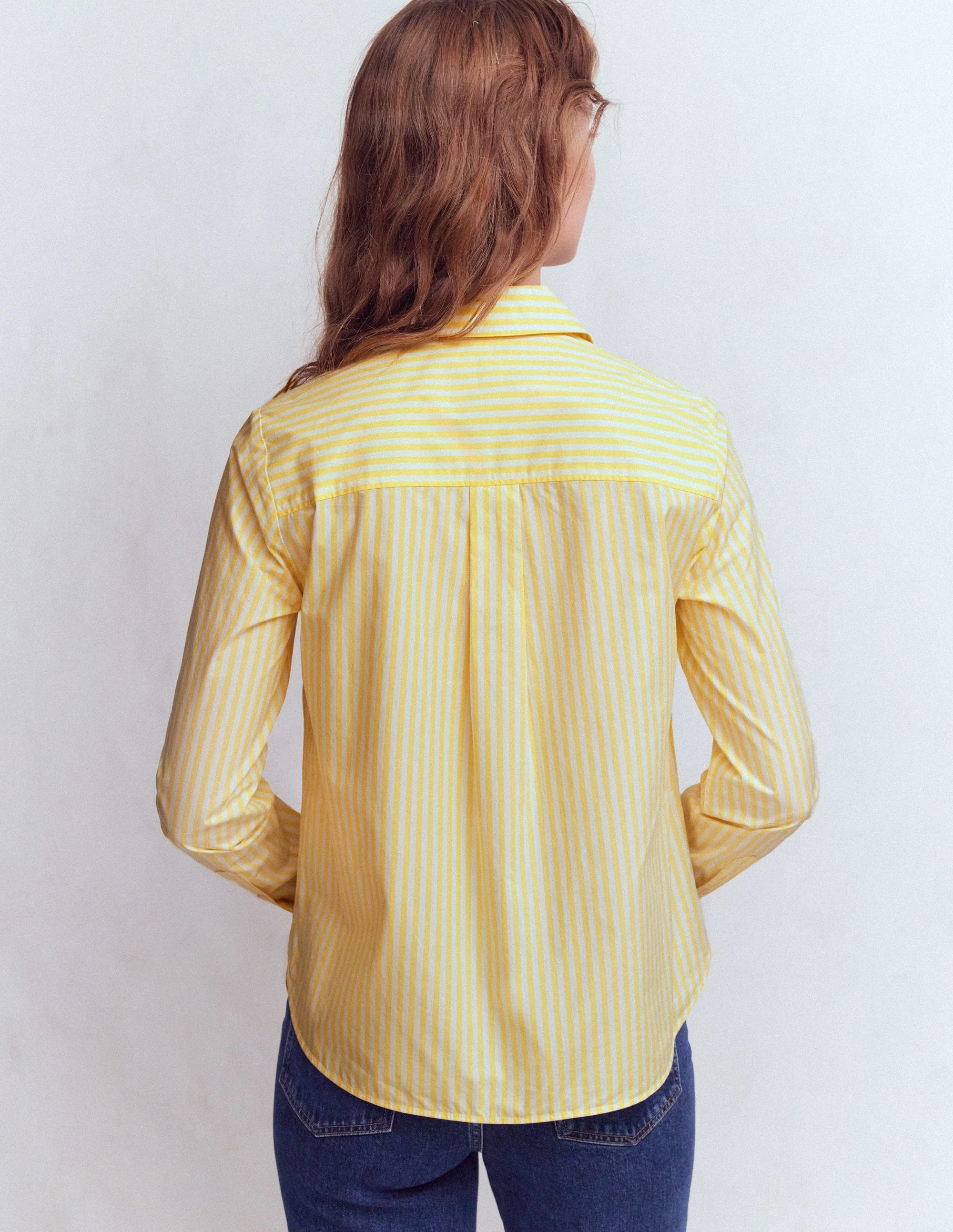 Sienna Cotton Shirt-Yellow and Ivory Stripe - Image 4