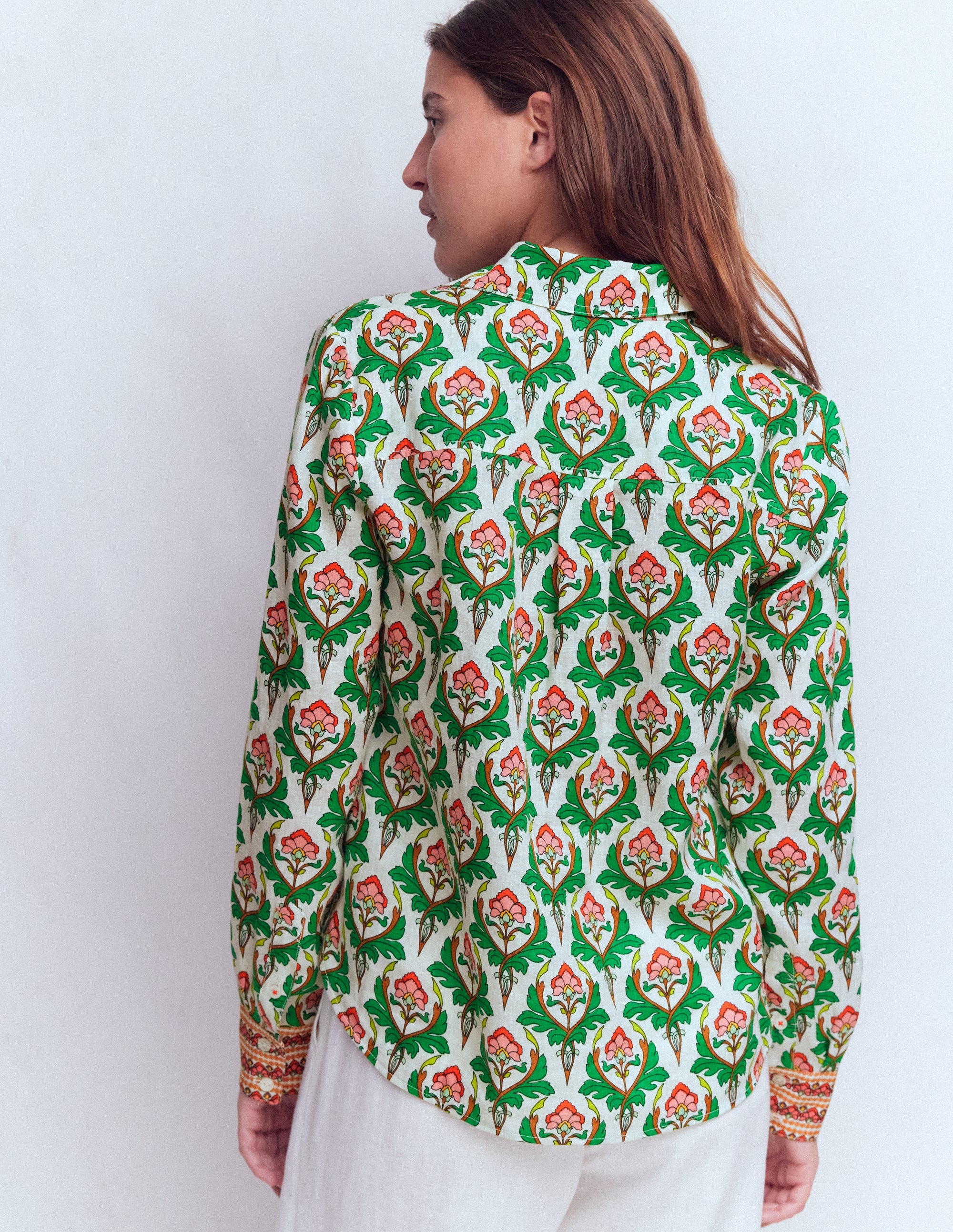 Sienna Linen Shirt-Multi, Ornamental Stamp - Image 3