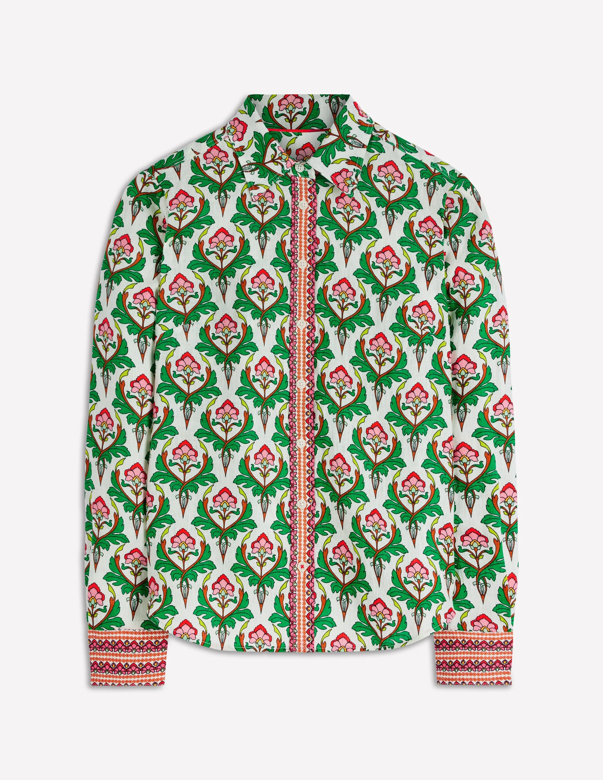 Sienna Linen Shirt-Multi, Ornamental Stamp - Image 6