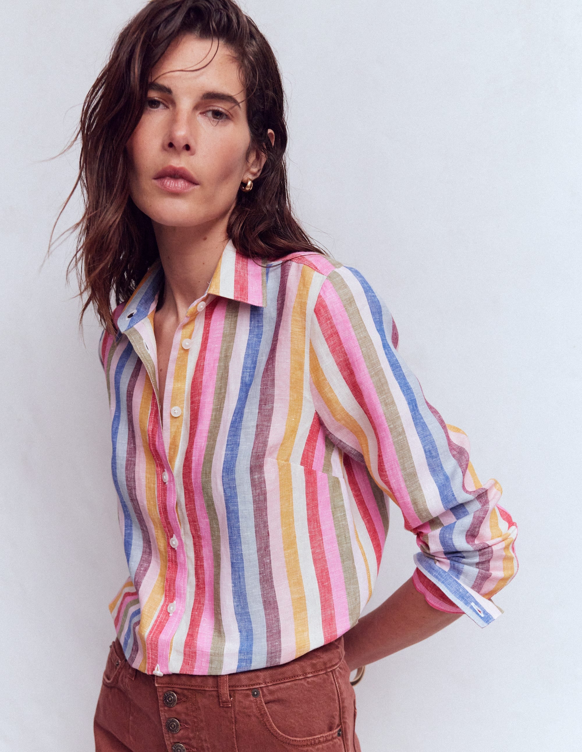 Sienna Linen Shirt-Multi Stripe - Image 5