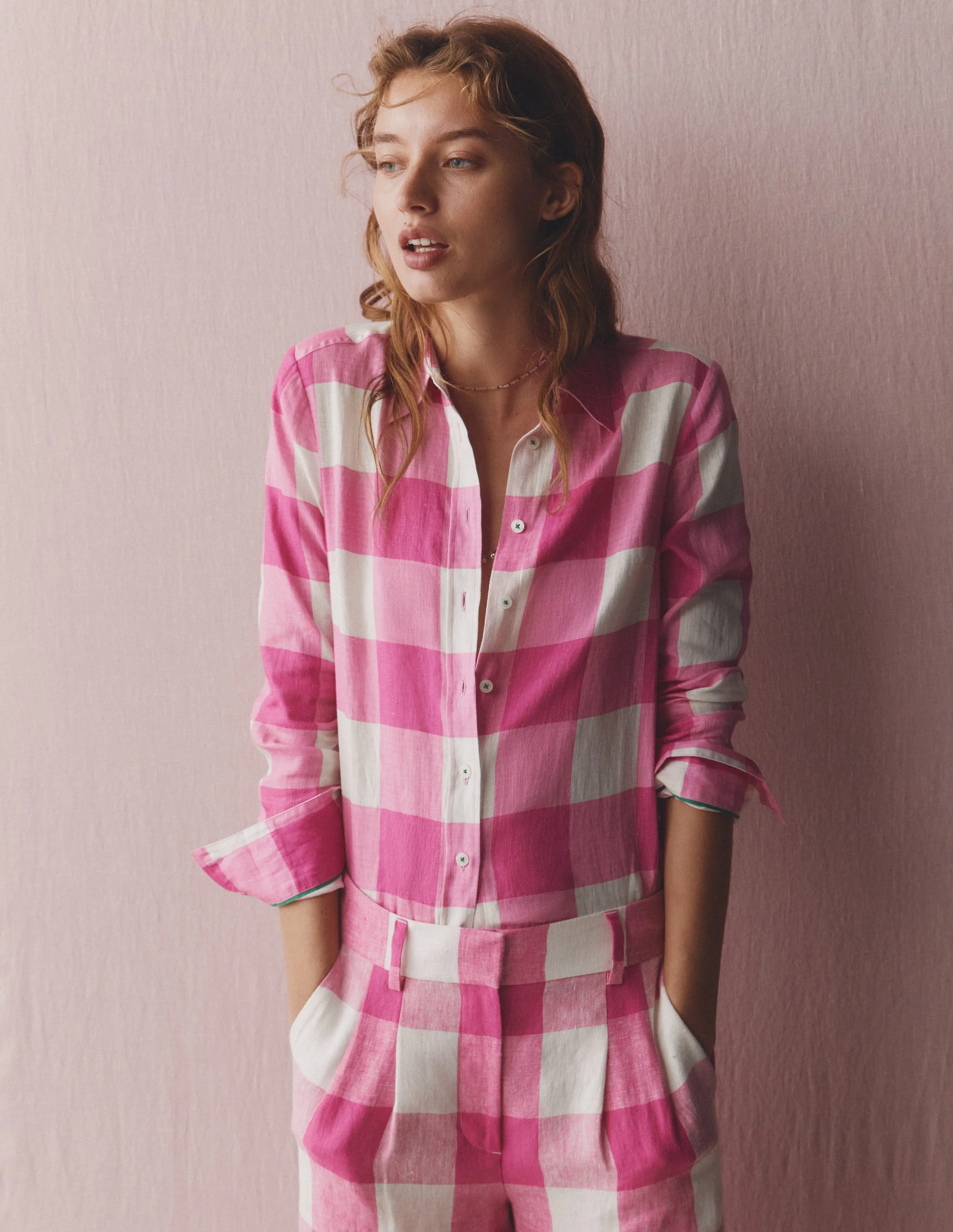 Sienna Linen Shirt-Pink Gingham - Image 6