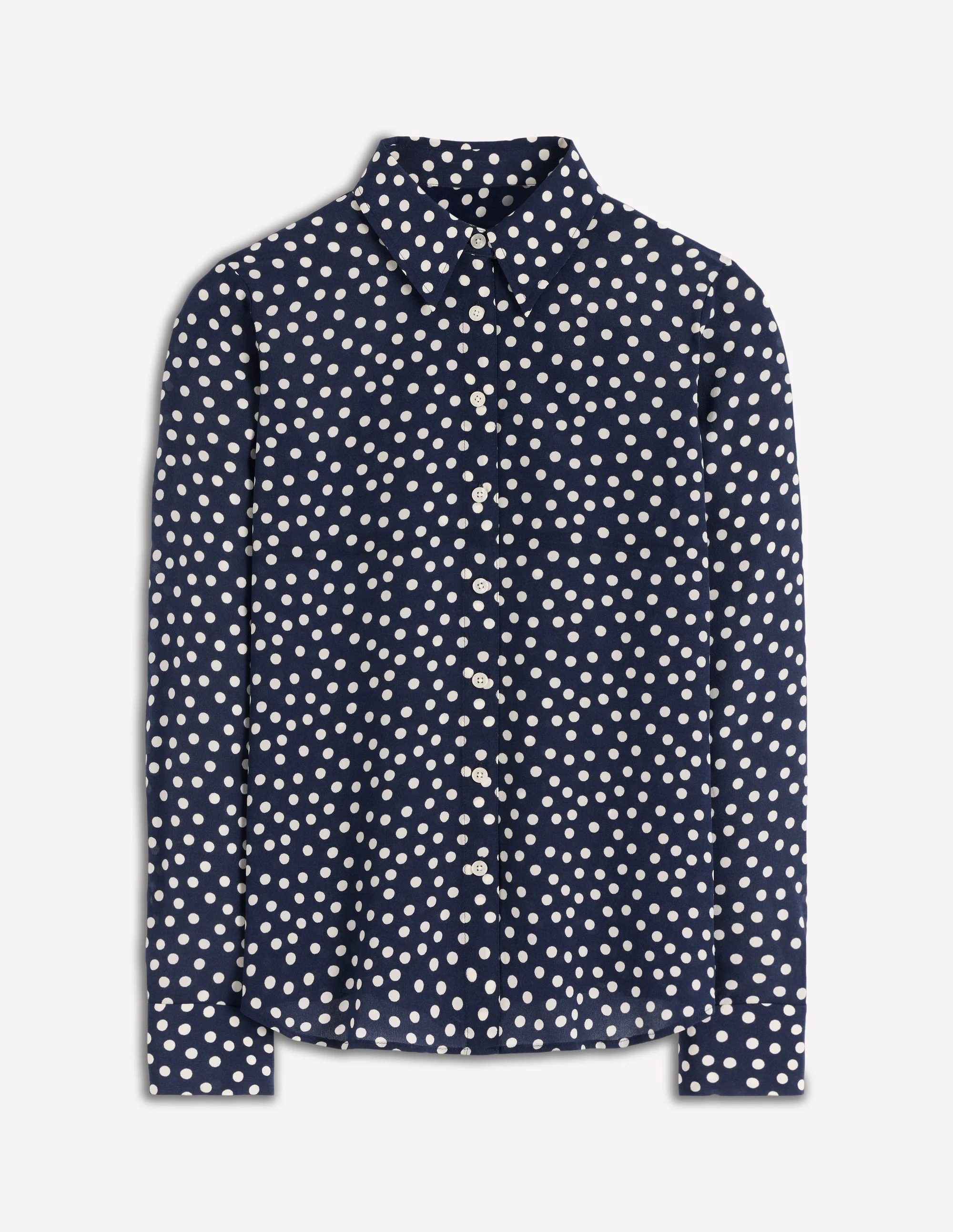 Sienna Silk Shirt-French Navy, Painted Dot - Image 6
