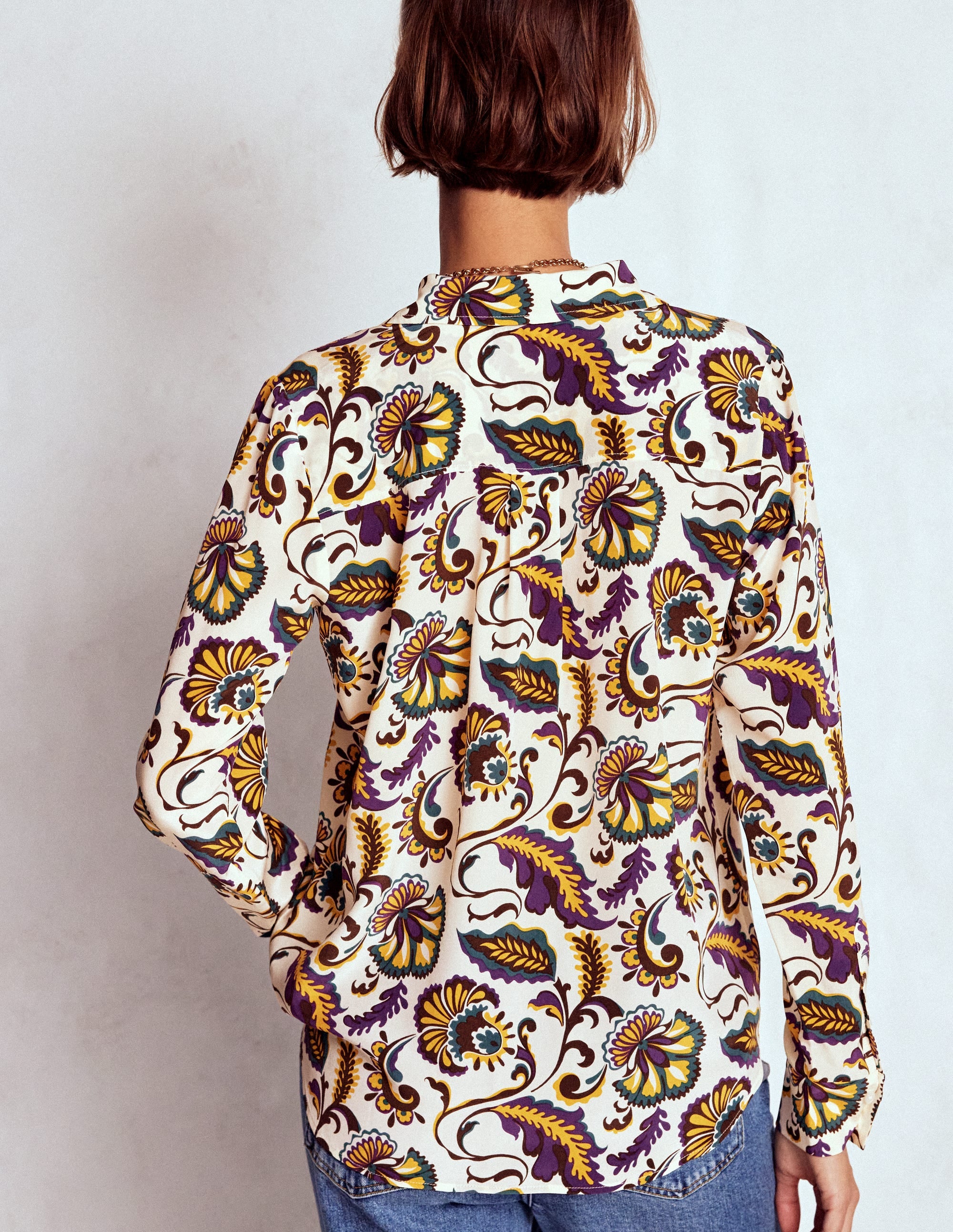 Sienna Silk Shirt-Multi, Ornate Meadow - Image 3