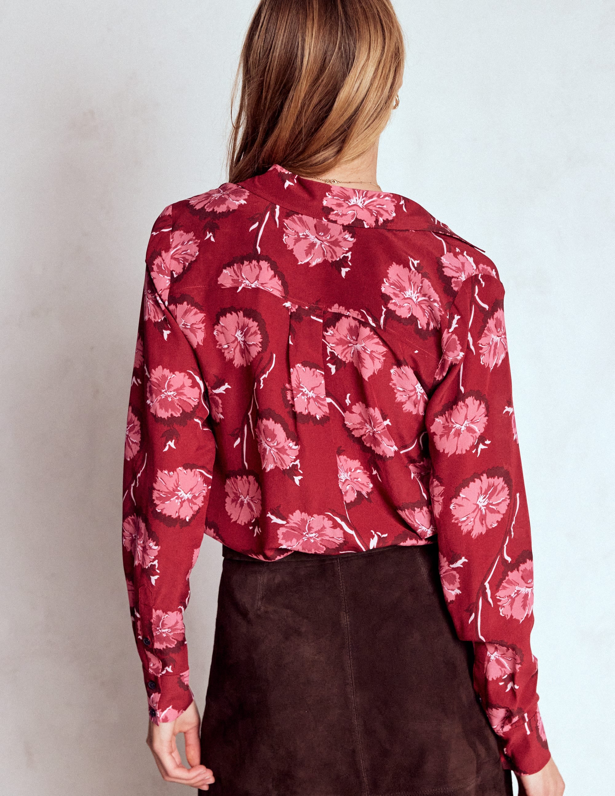 Sienna Silk Shirt-Red, Delicate Carnation - Image 3