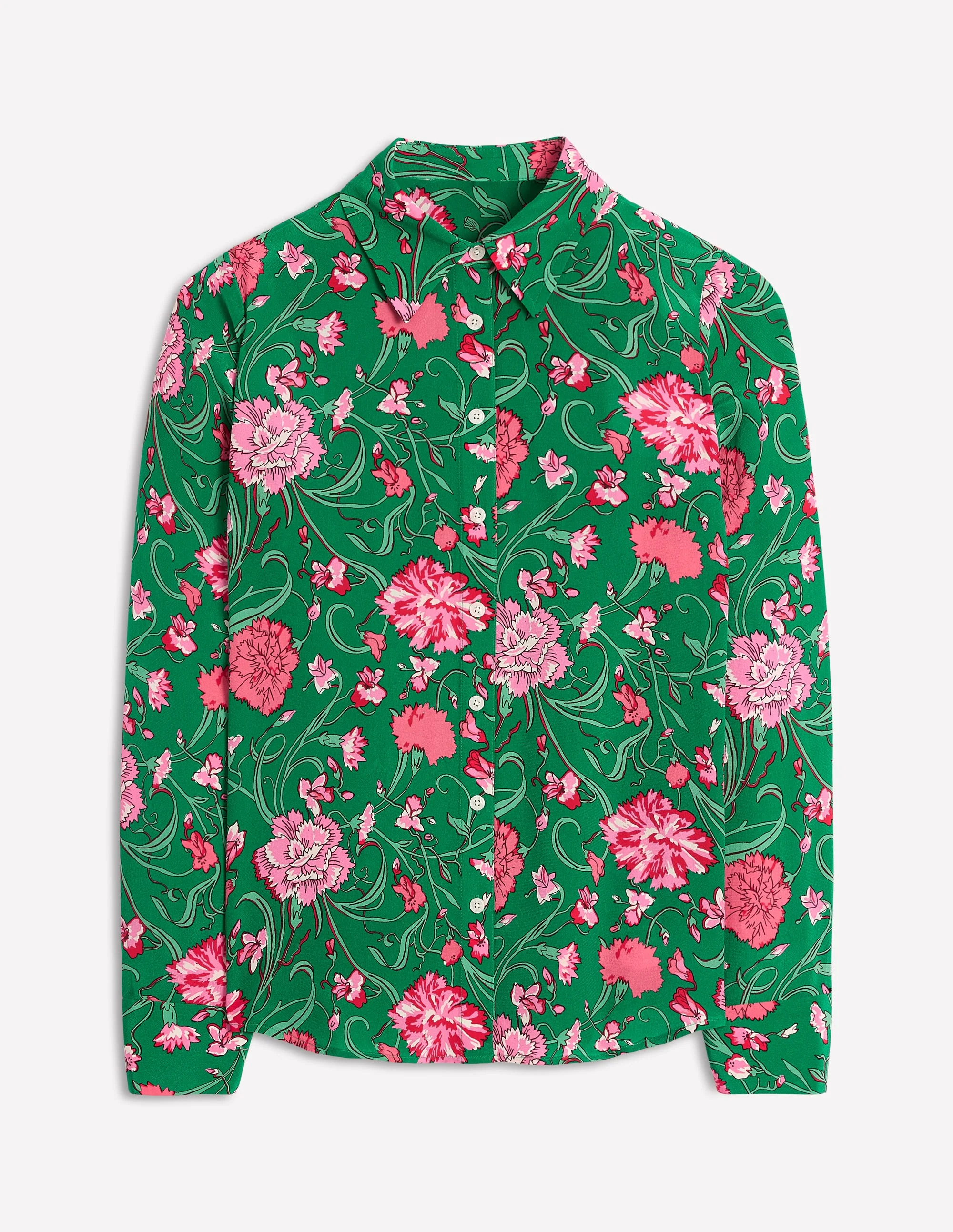 Sienna Silk Shirt-Rich emerald, Carnation Vine - Image 7