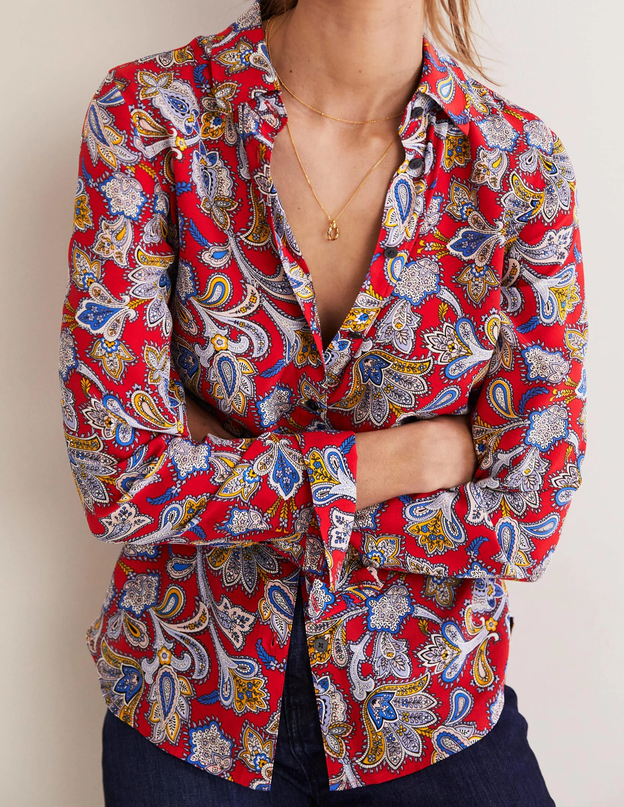 Silk Shirt-Aurora Red, Paisley Bud - Image 4