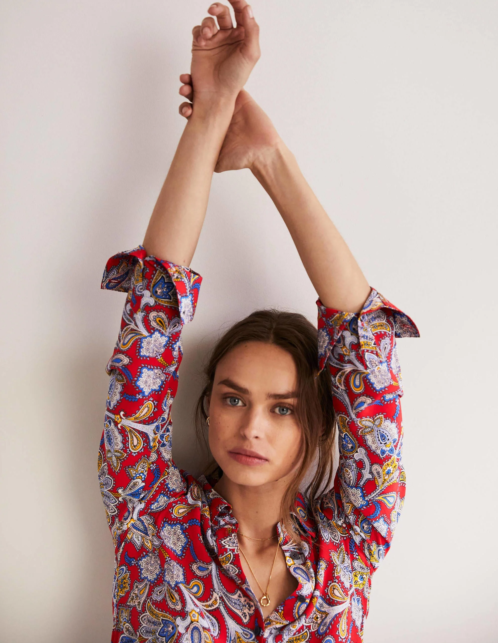Silk Shirt-Aurora Red, Paisley Bud - Image 5