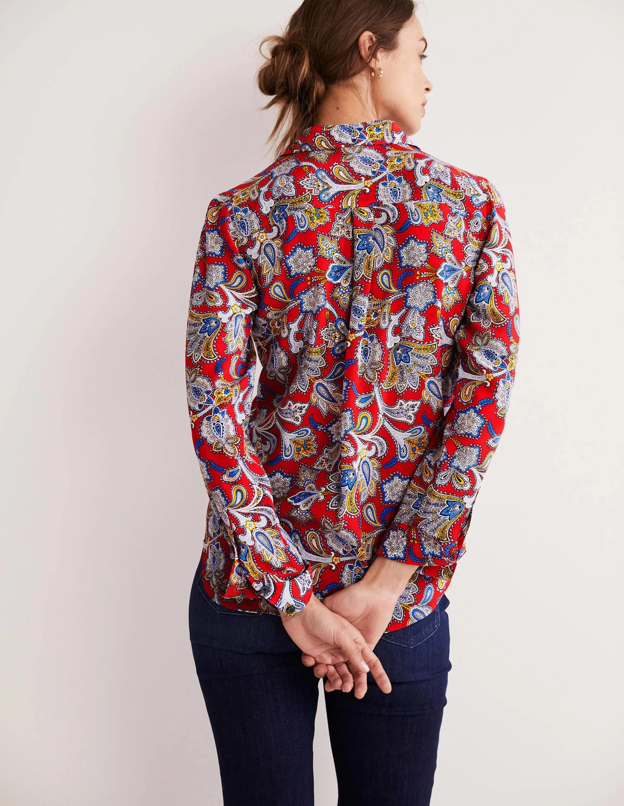 Silk Shirt-Aurora Red, Paisley Bud - Image 6