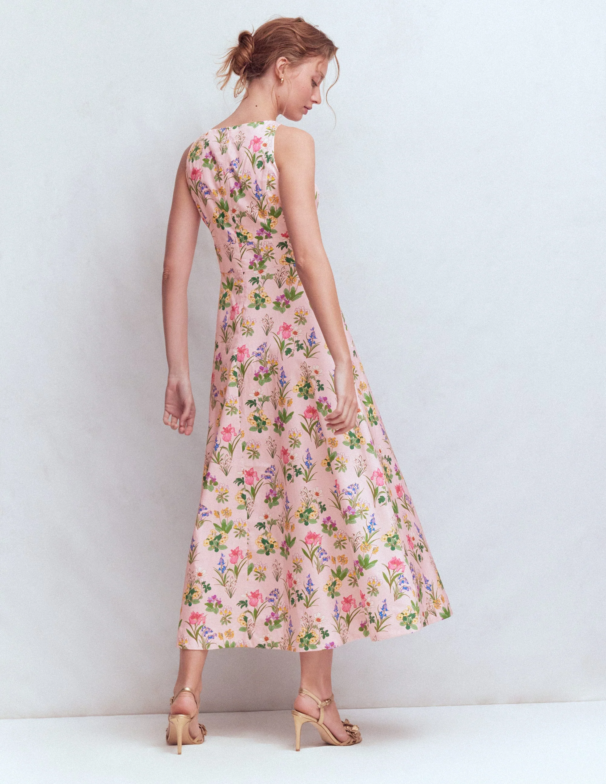 Silvia Boned Bodice Maxi Dress-French Pink, Delicate Blossom - Image 4