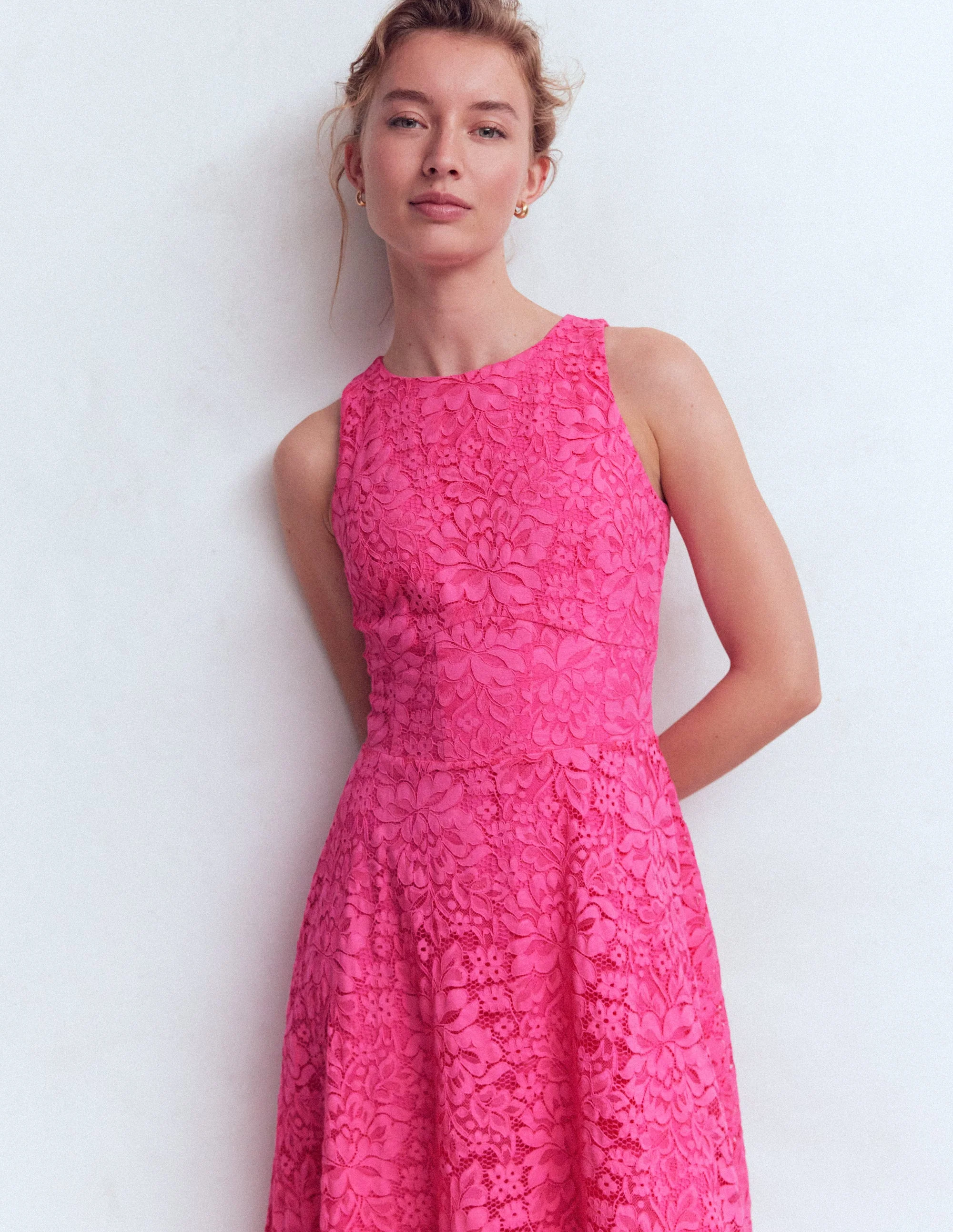 Silvia Boned Bodice Maxi Dress-Pink Punch Lace - Image 5