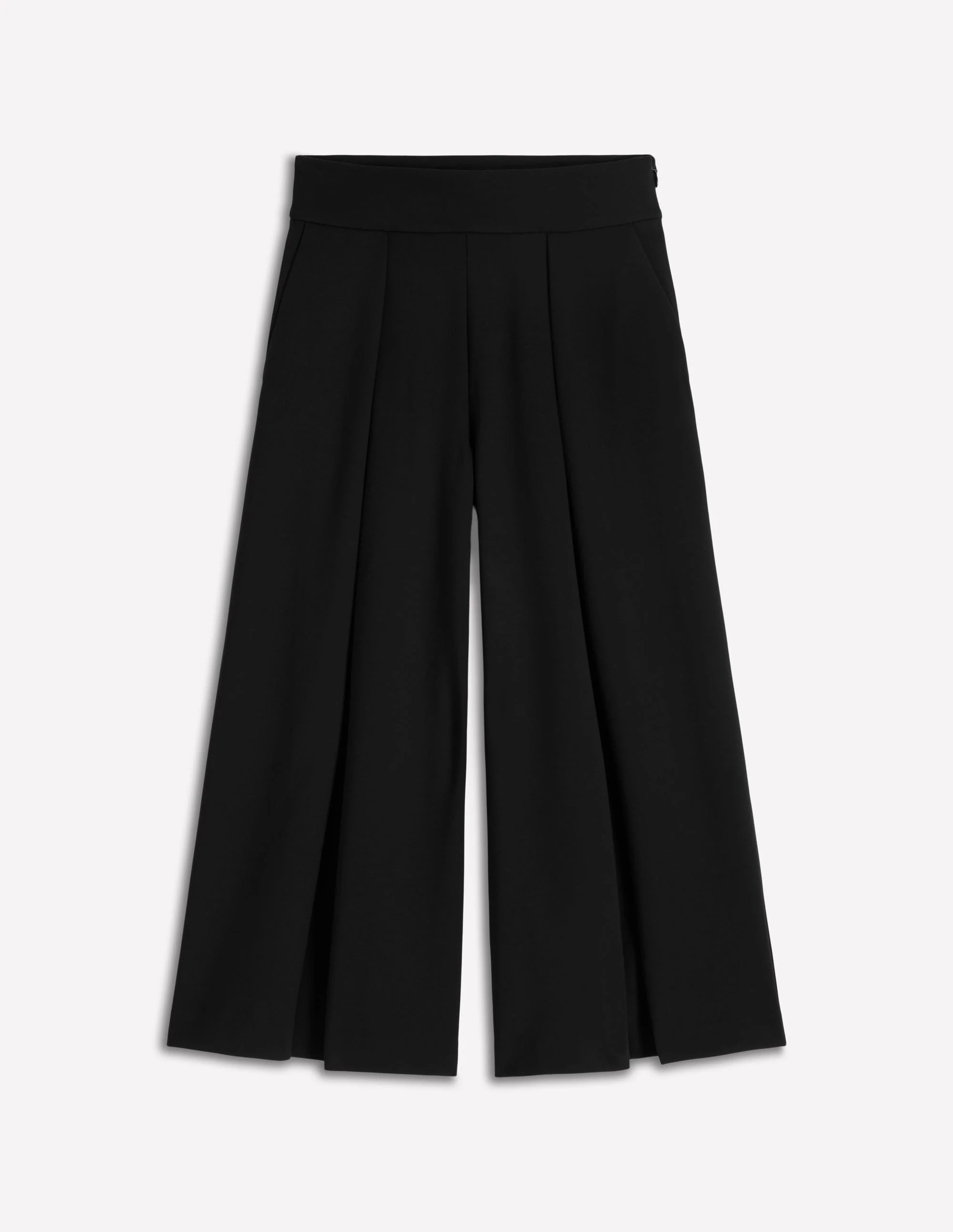 Single Pleat Ponte Culotte-Black - Image 5