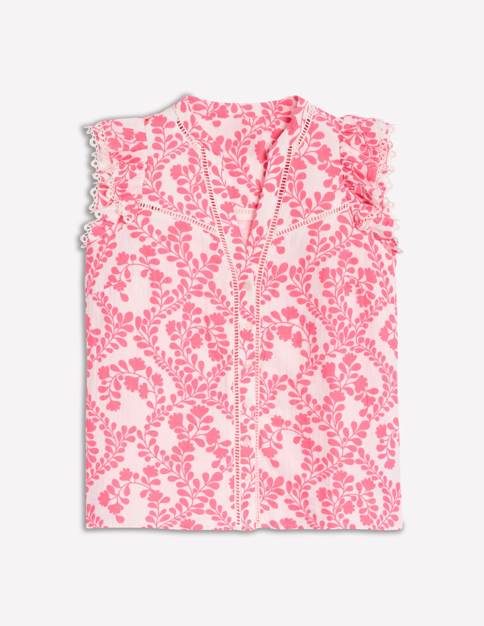 Sleeveless Double Cloth Top-Azalea Pink, Vine Silhouette - Image 5