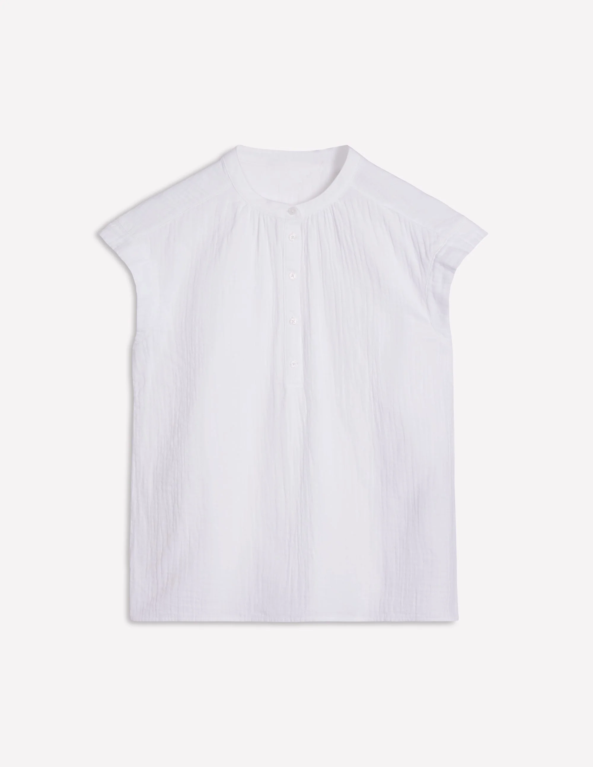 Sleeveless Double Cloth Top-White - Image 5