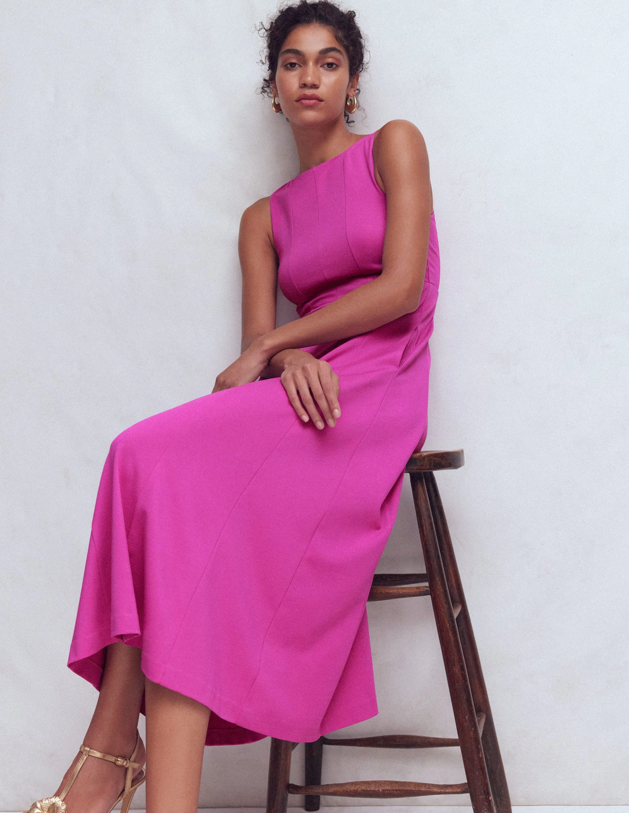 Sleeveless Ponte Midi Dress-Passion Flower - Image 3