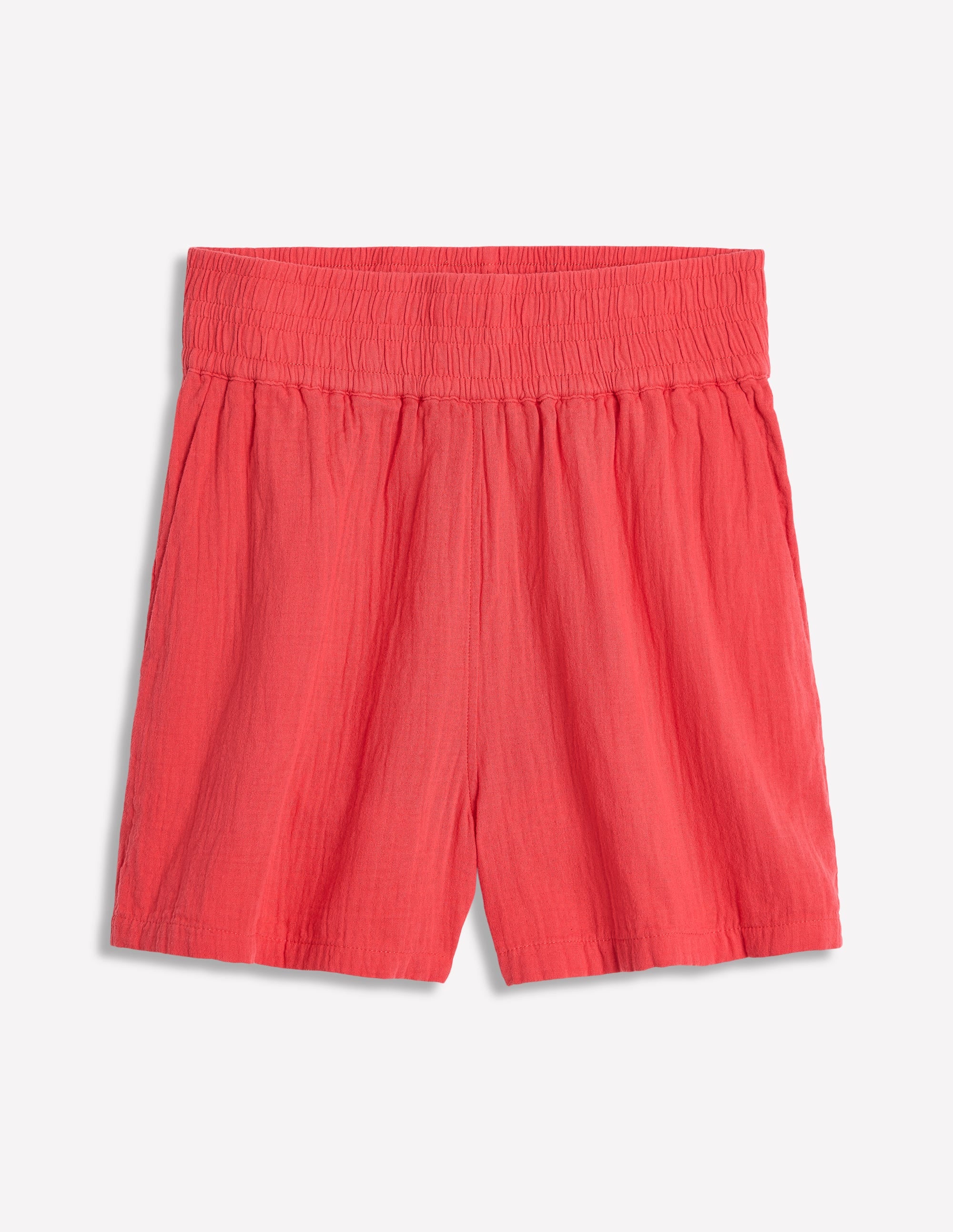 Smocked Double Cloth Shorts-Jam Red - Image 5